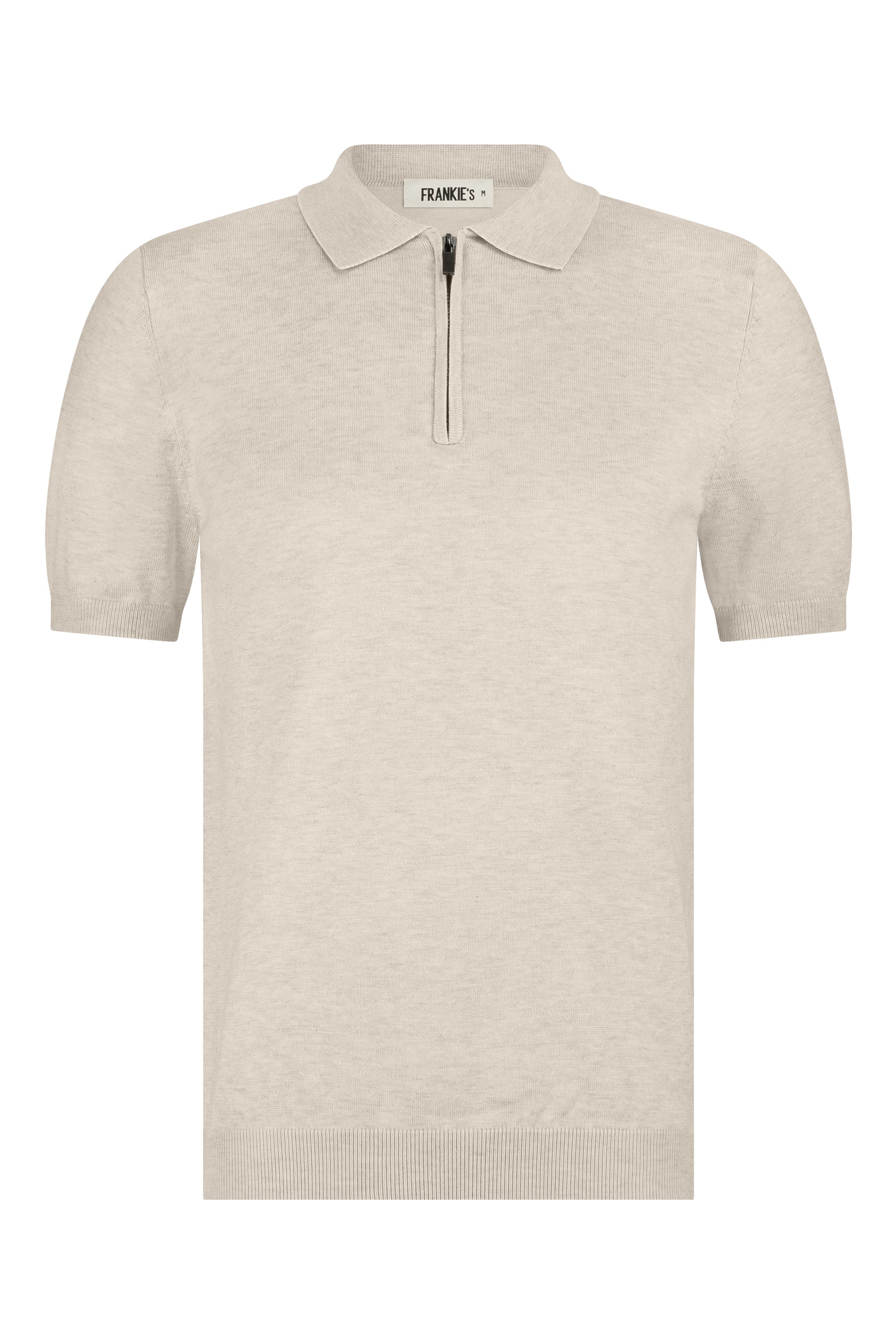 Polo zipper knitwear short sleeve beige
