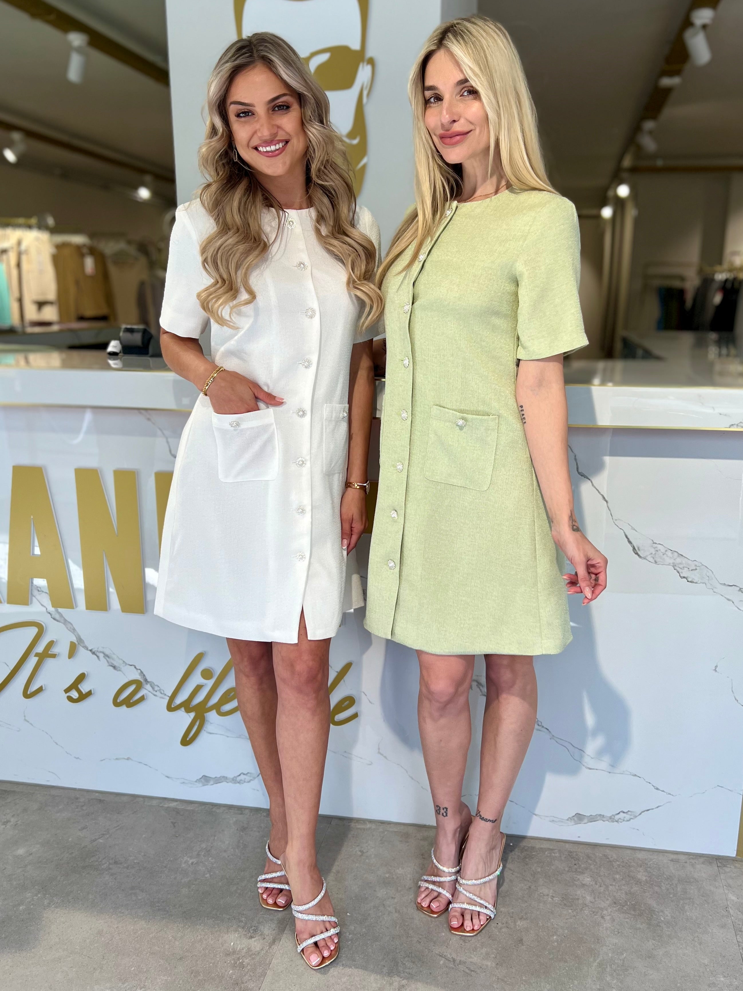 Tweed dress Florence mint green