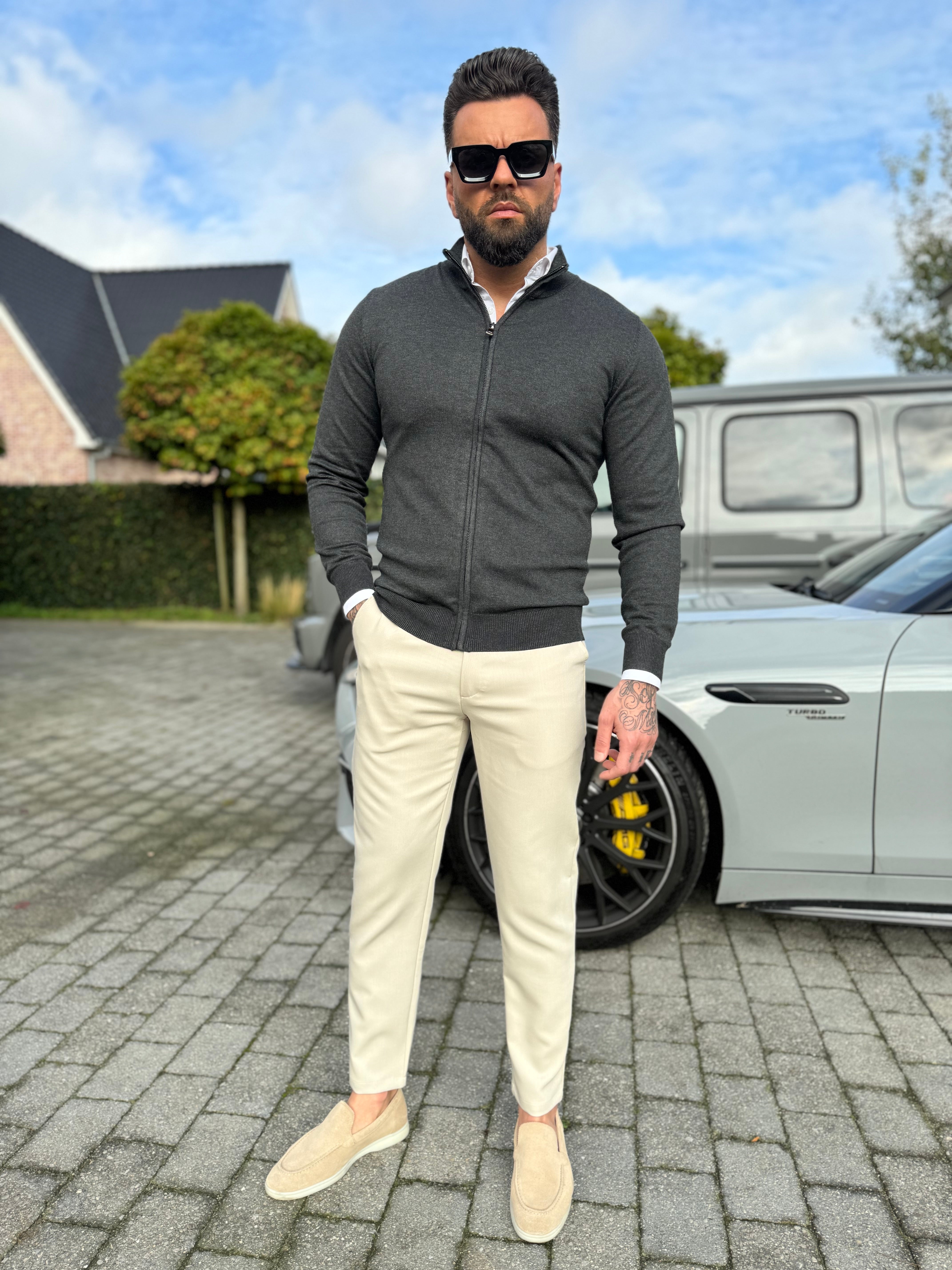 Vest zipper knitwear dark grey