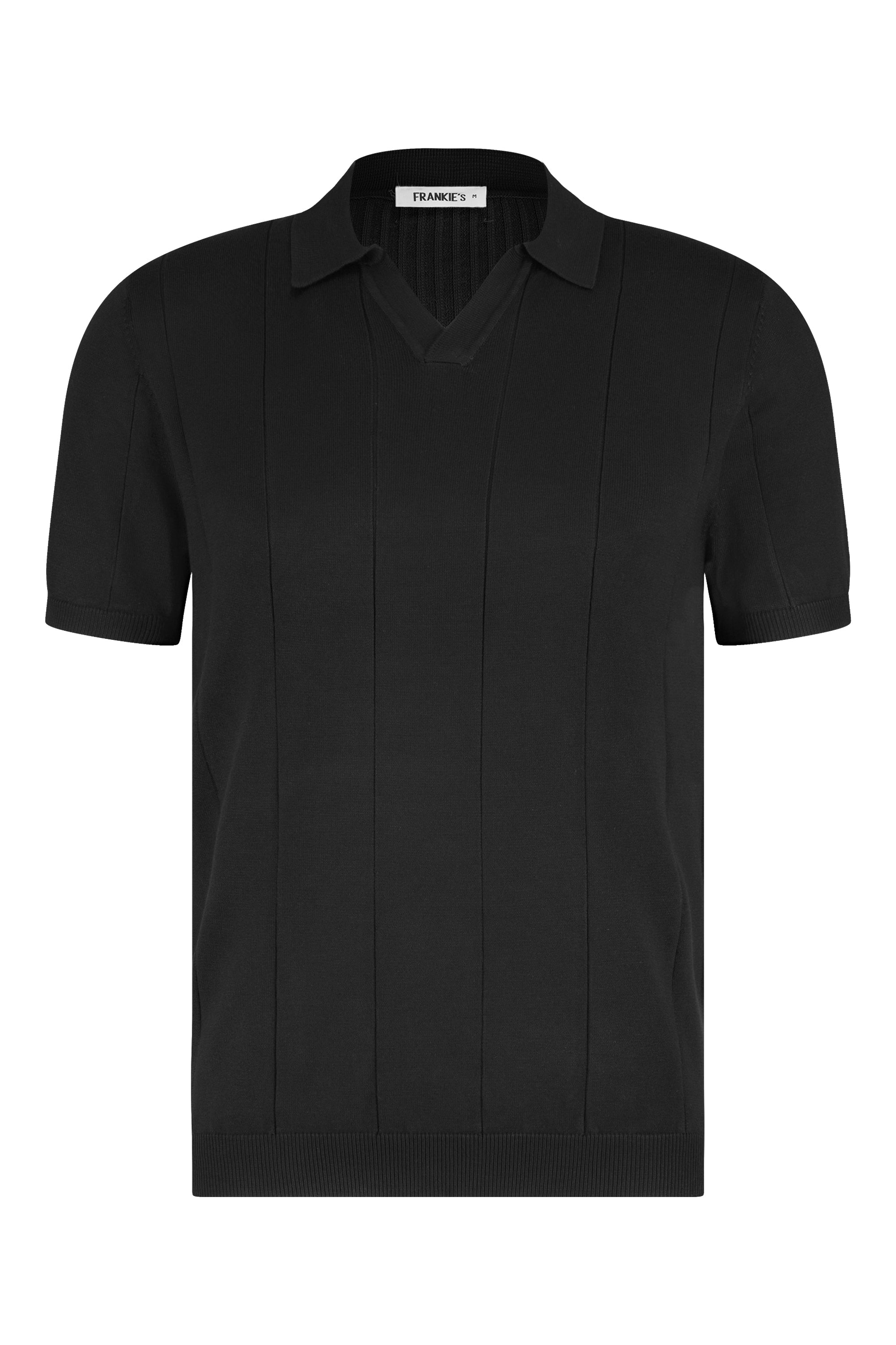 Buttonless knitwear polo short sleeve black