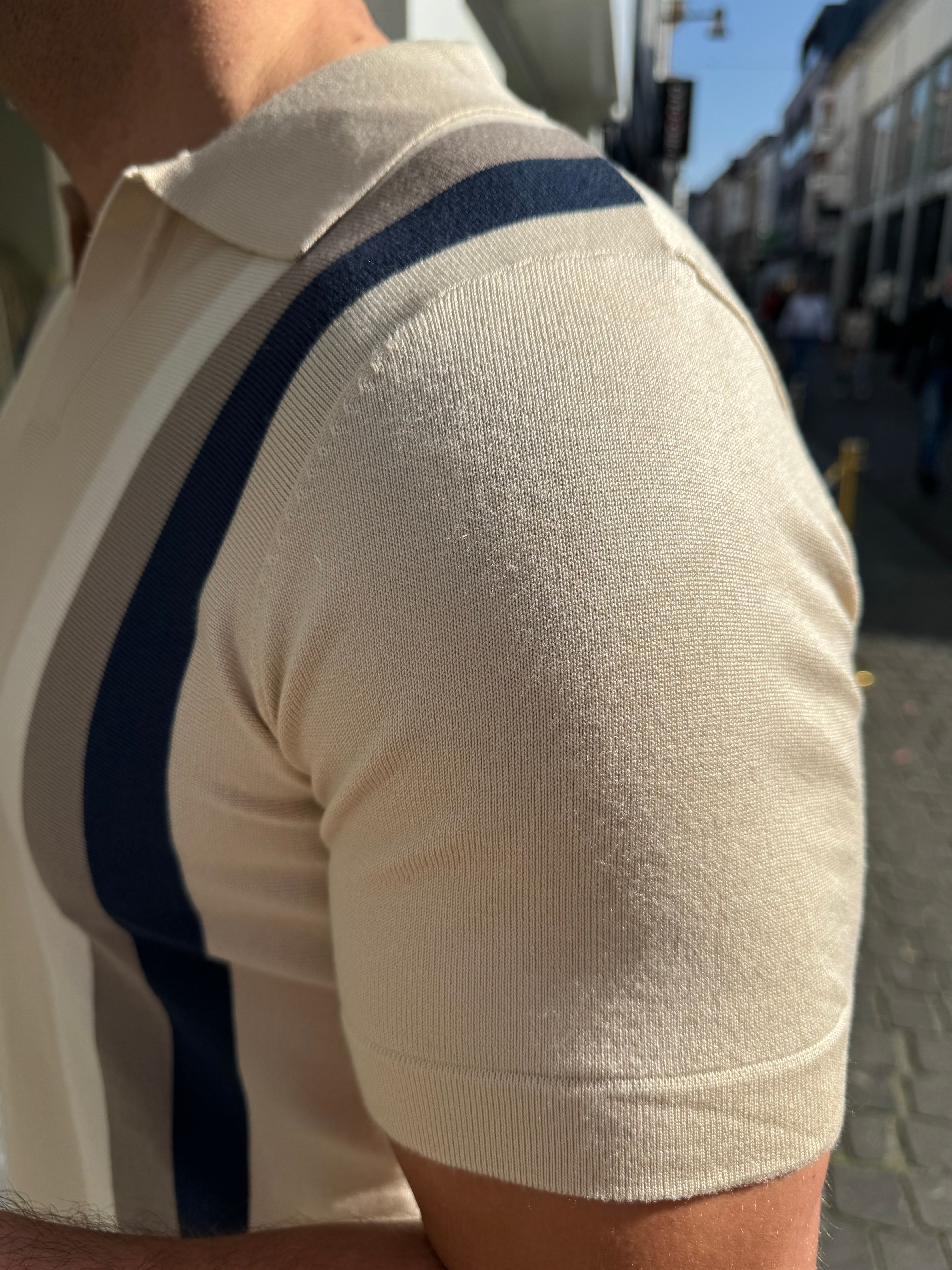 Polo Strick Kurzarm Monaco beige