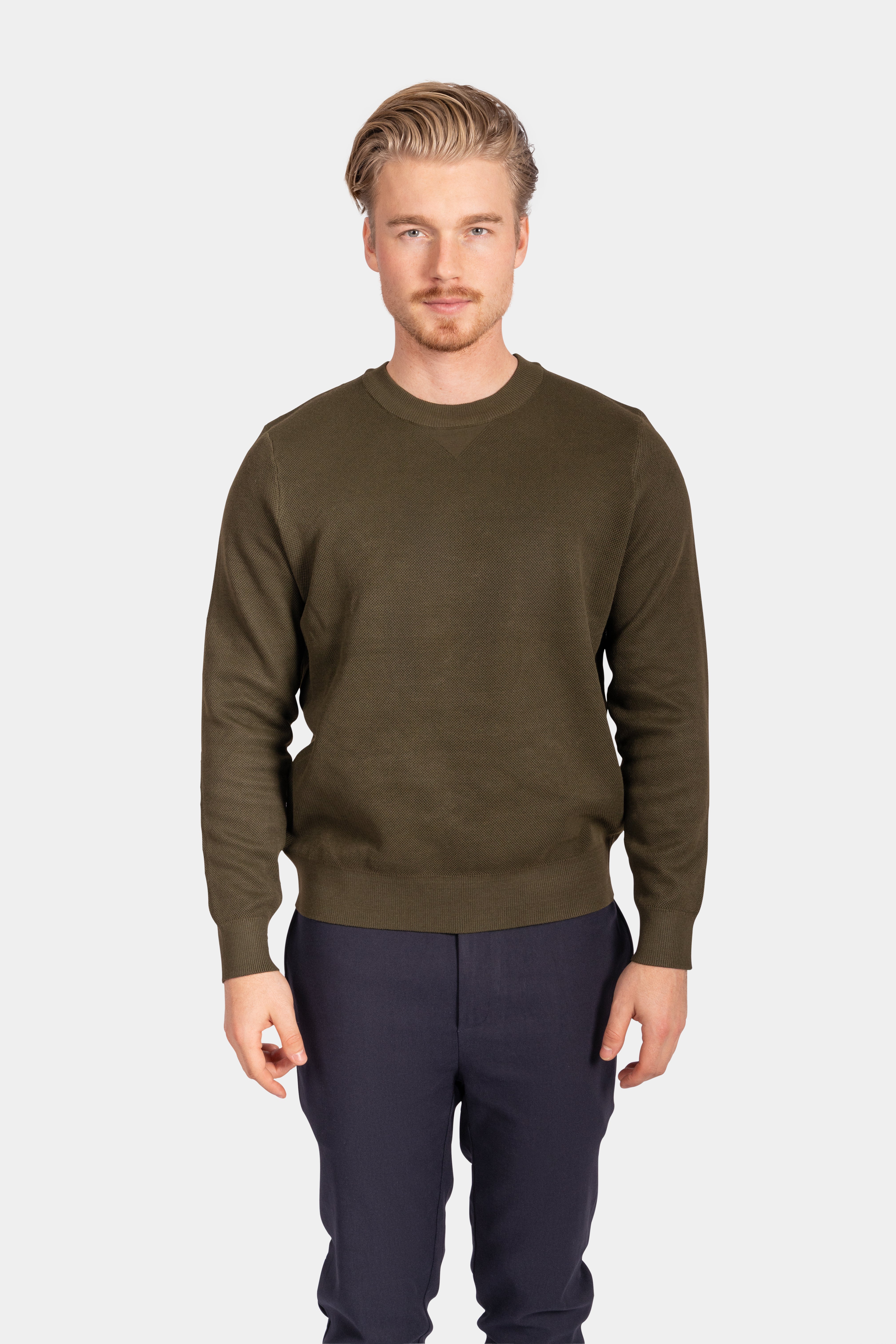 Crewneck Knitwear, Plain - Green