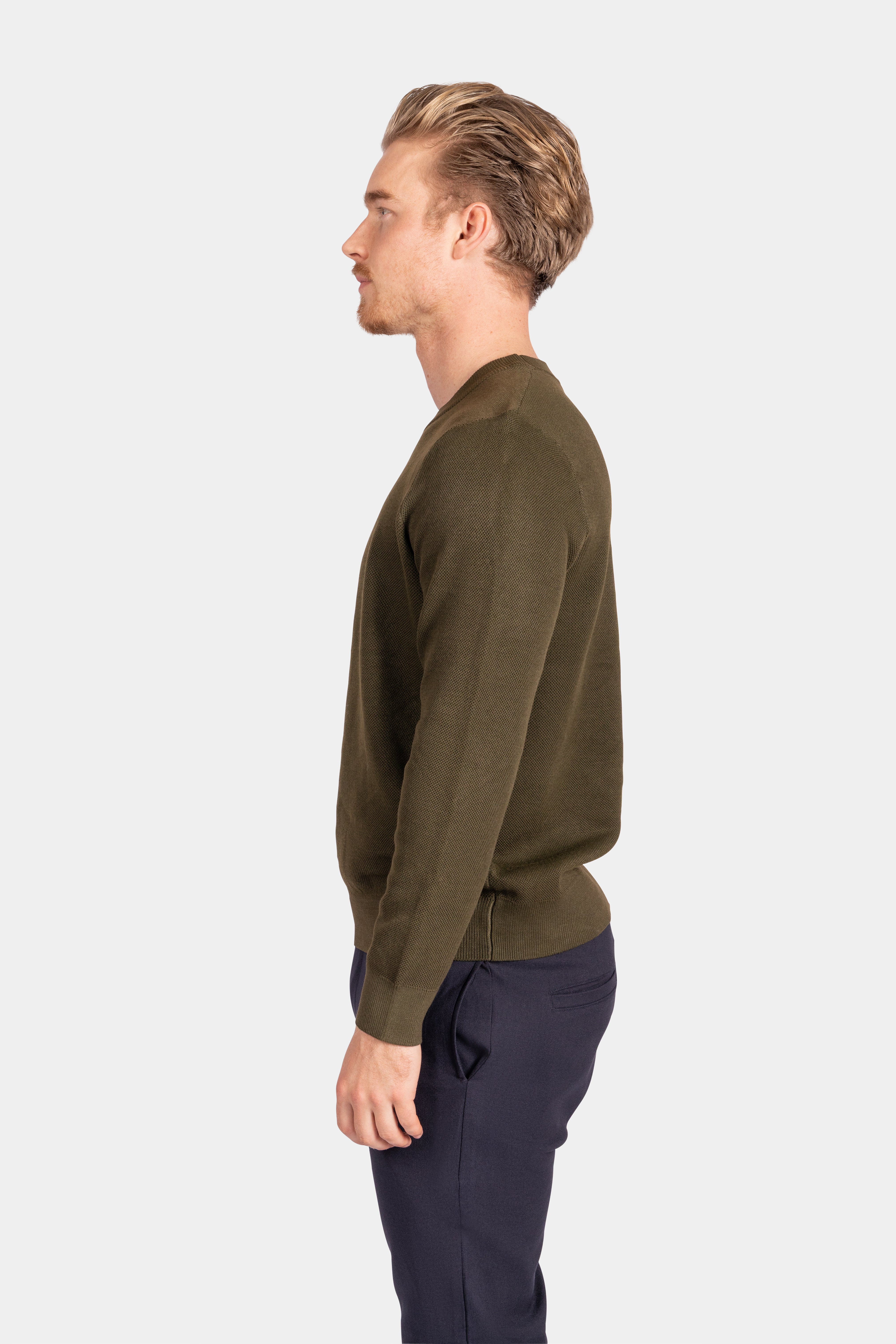 Crewneck Knitwear, Plain - Green