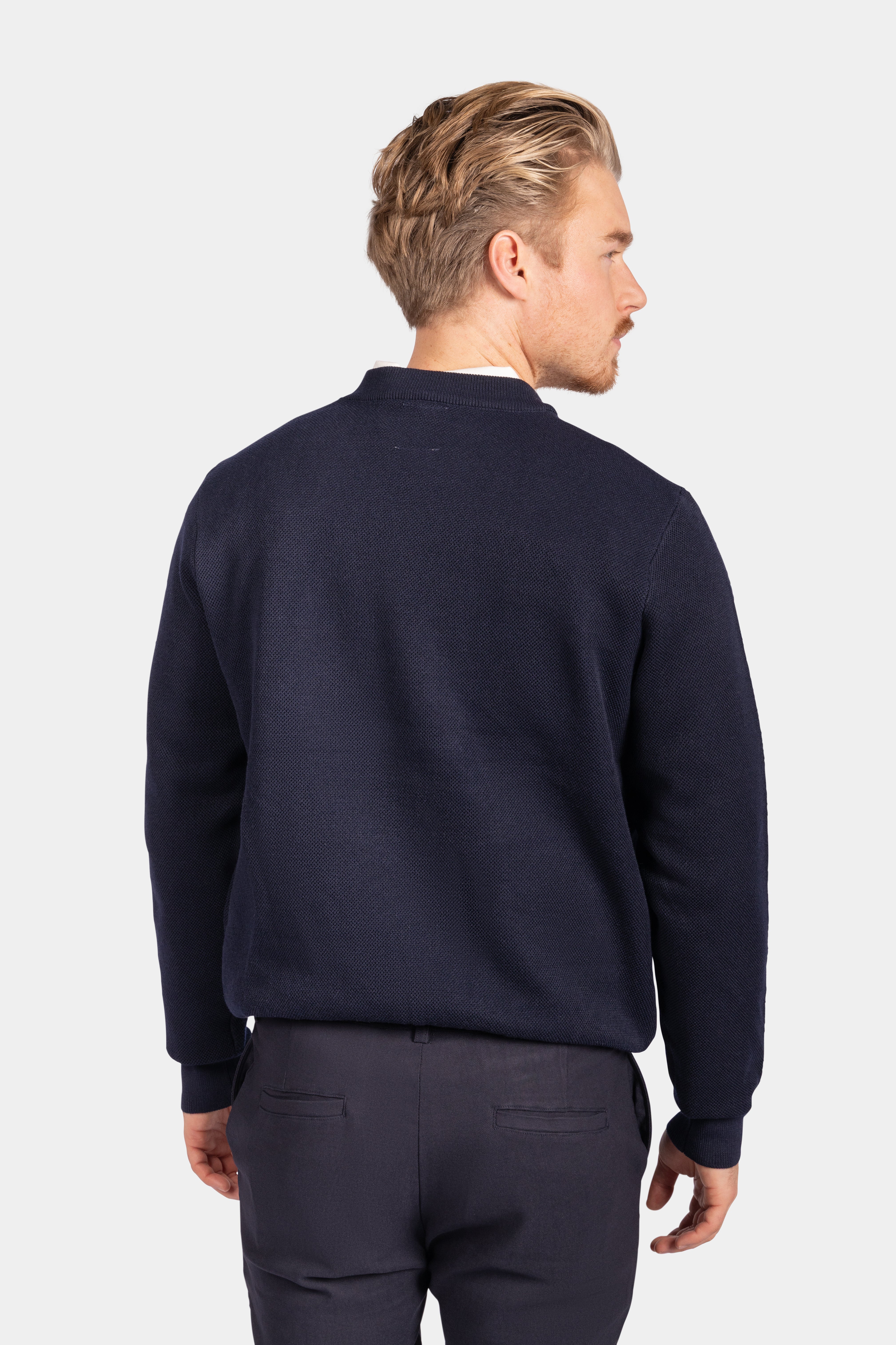 Crewneck Knitwear, Plain - Navy