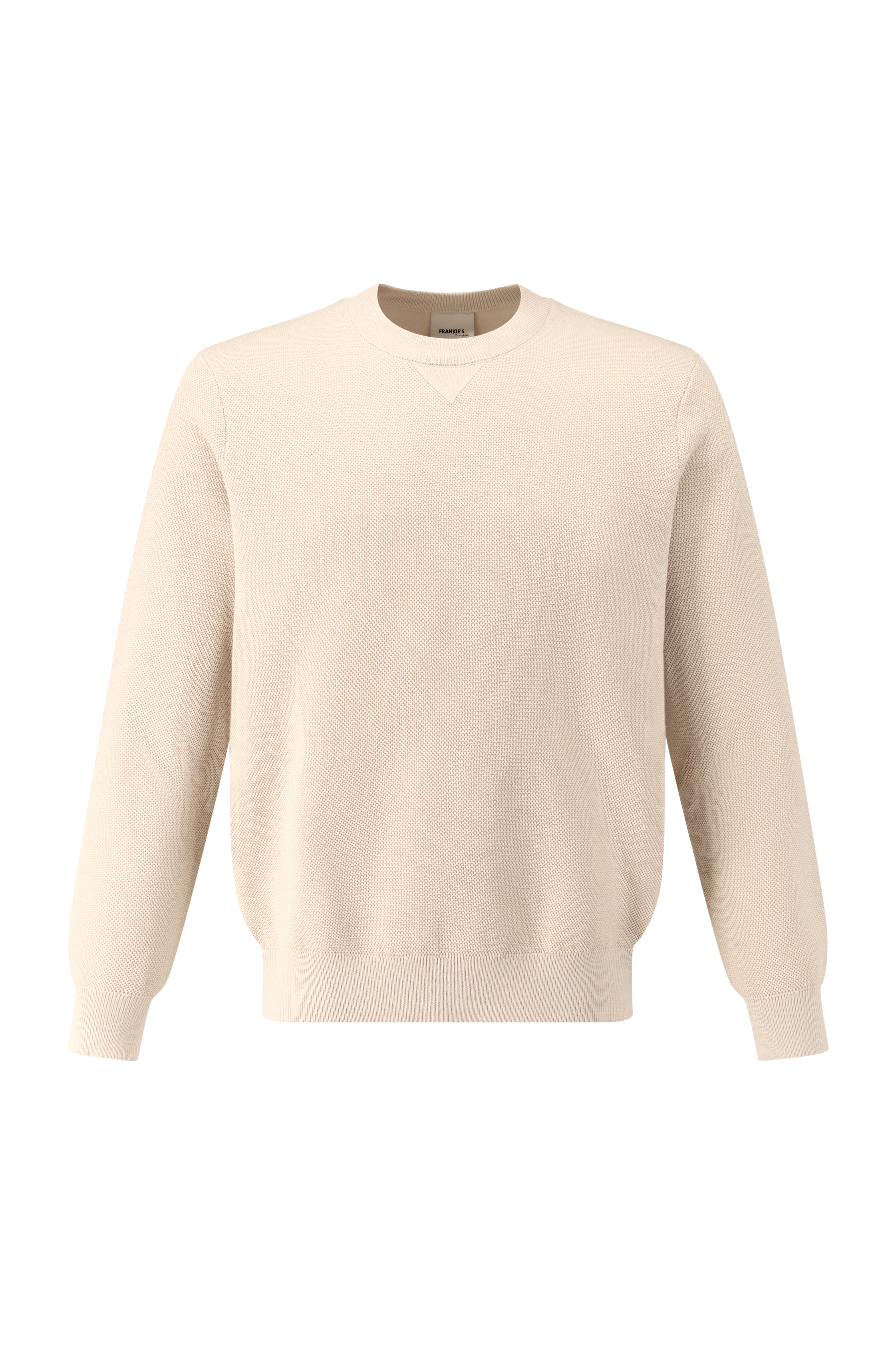 Crewneck Knitwear, Plain - Beige
