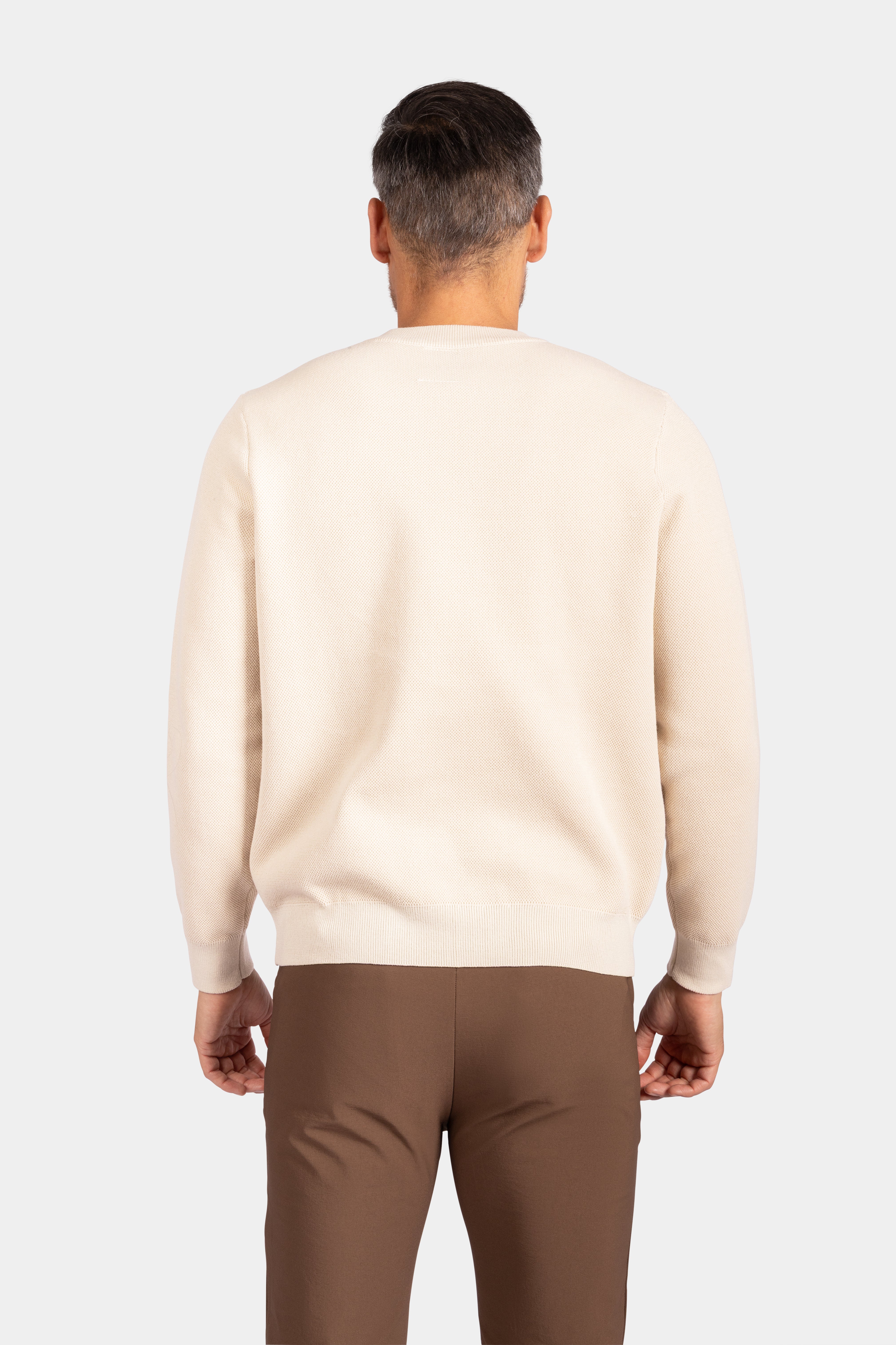 Crewneck Knitwear, Plain - Beige