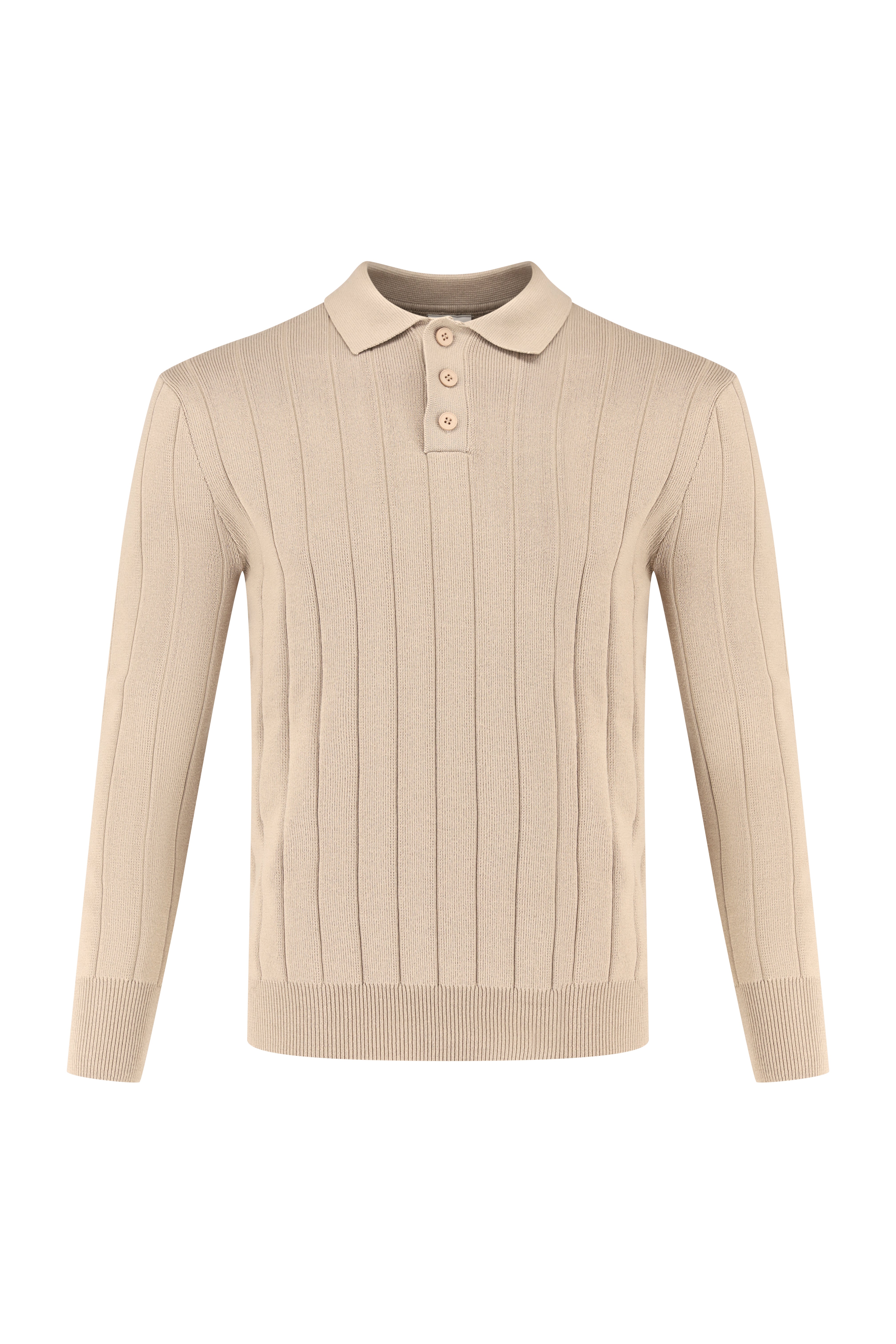 Polo Knitwear Self Stripe Detail - Camel