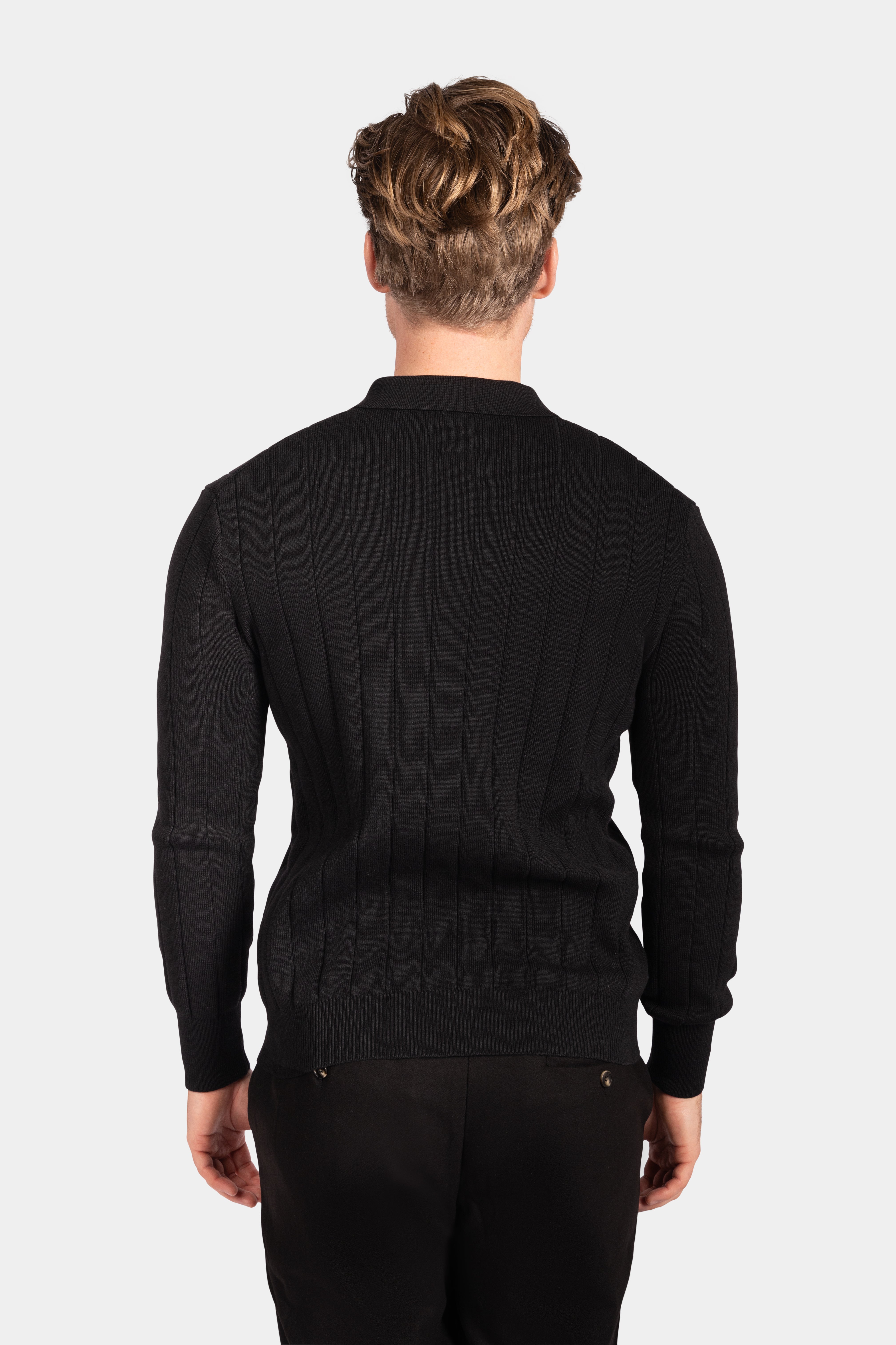 Polo Knitwear Self Stripe Detail - Black - Frankie's