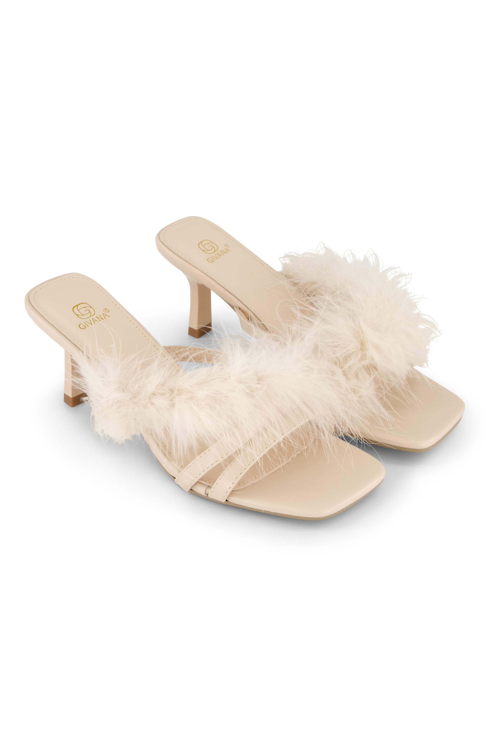 Feather heels beige