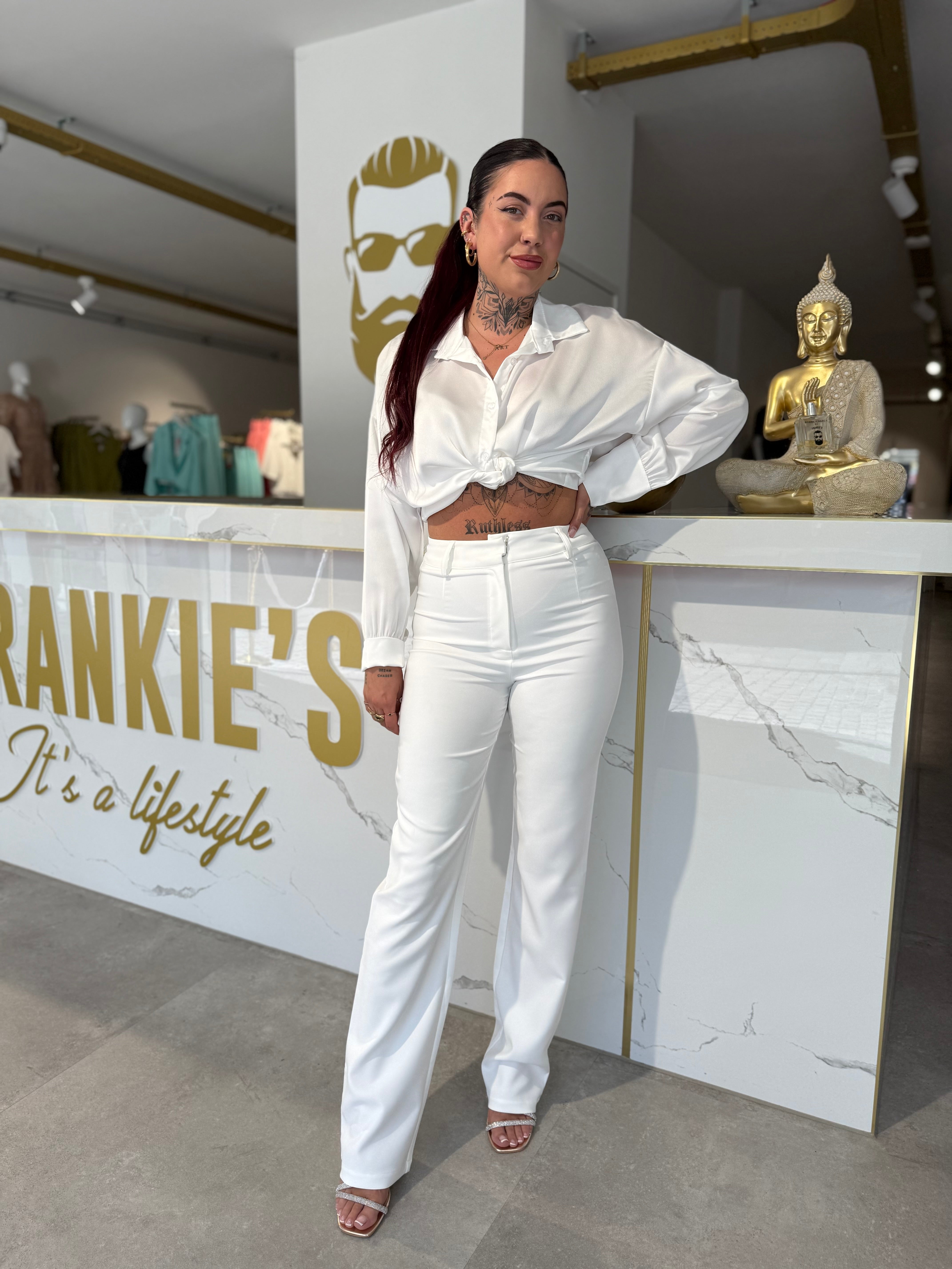 Super-Stretchhose Straight Fit weiß