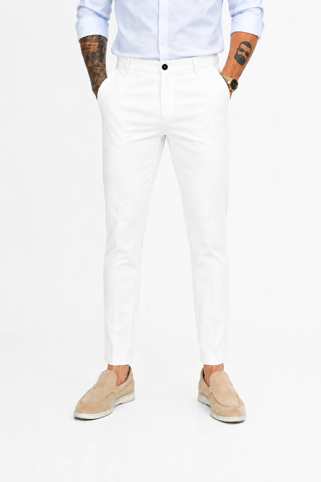 Pantalon chic straight fit white
