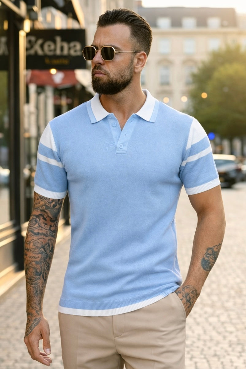Riviera Polo Knit Ice Blue