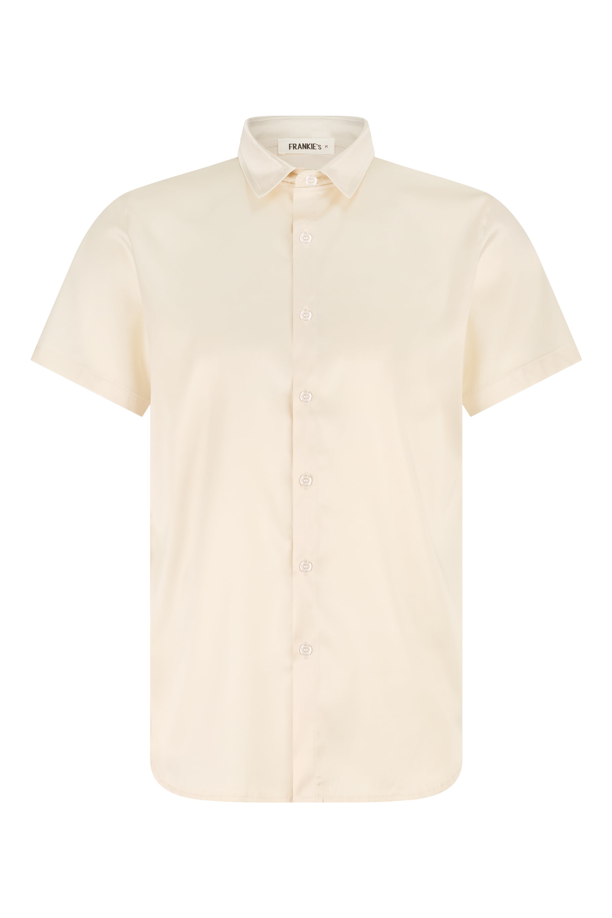 Satin shirt short sleeve beige