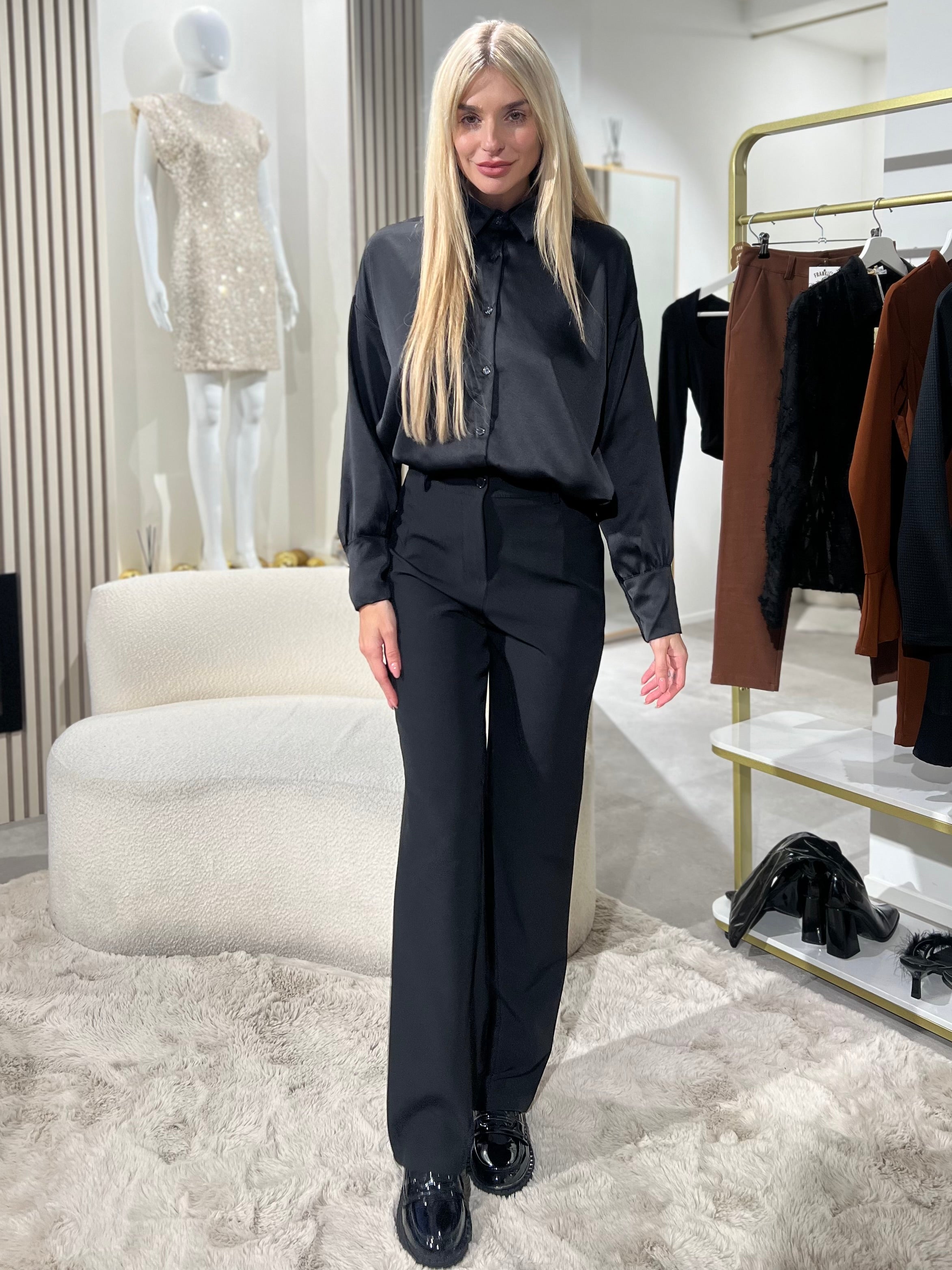 Satin blouse black - Frankie's