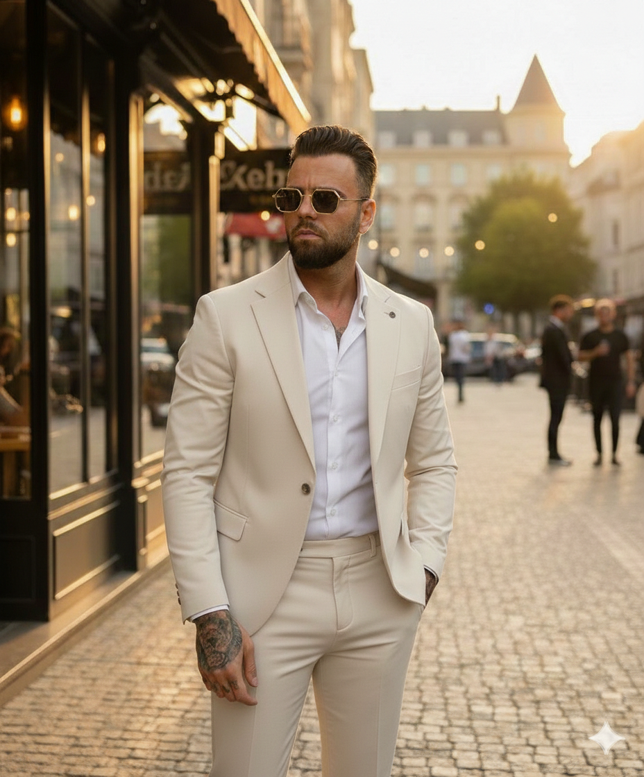 Suit two piece Ibiza beige