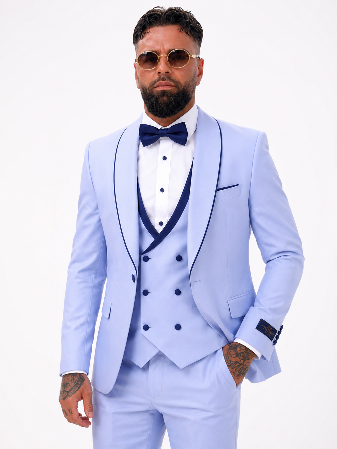 Frankie Premium 4-piece wedding suit light blue