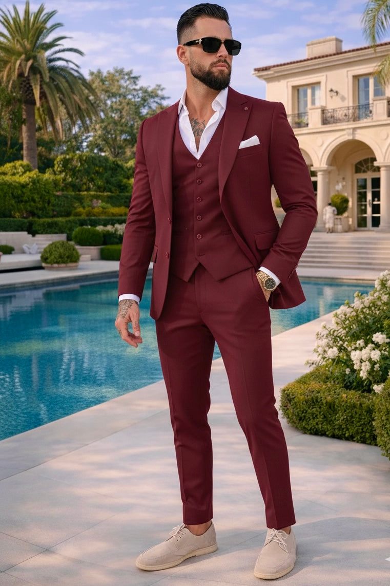 Suit Three Piece Havana Bordeaux Rood - Frankie's