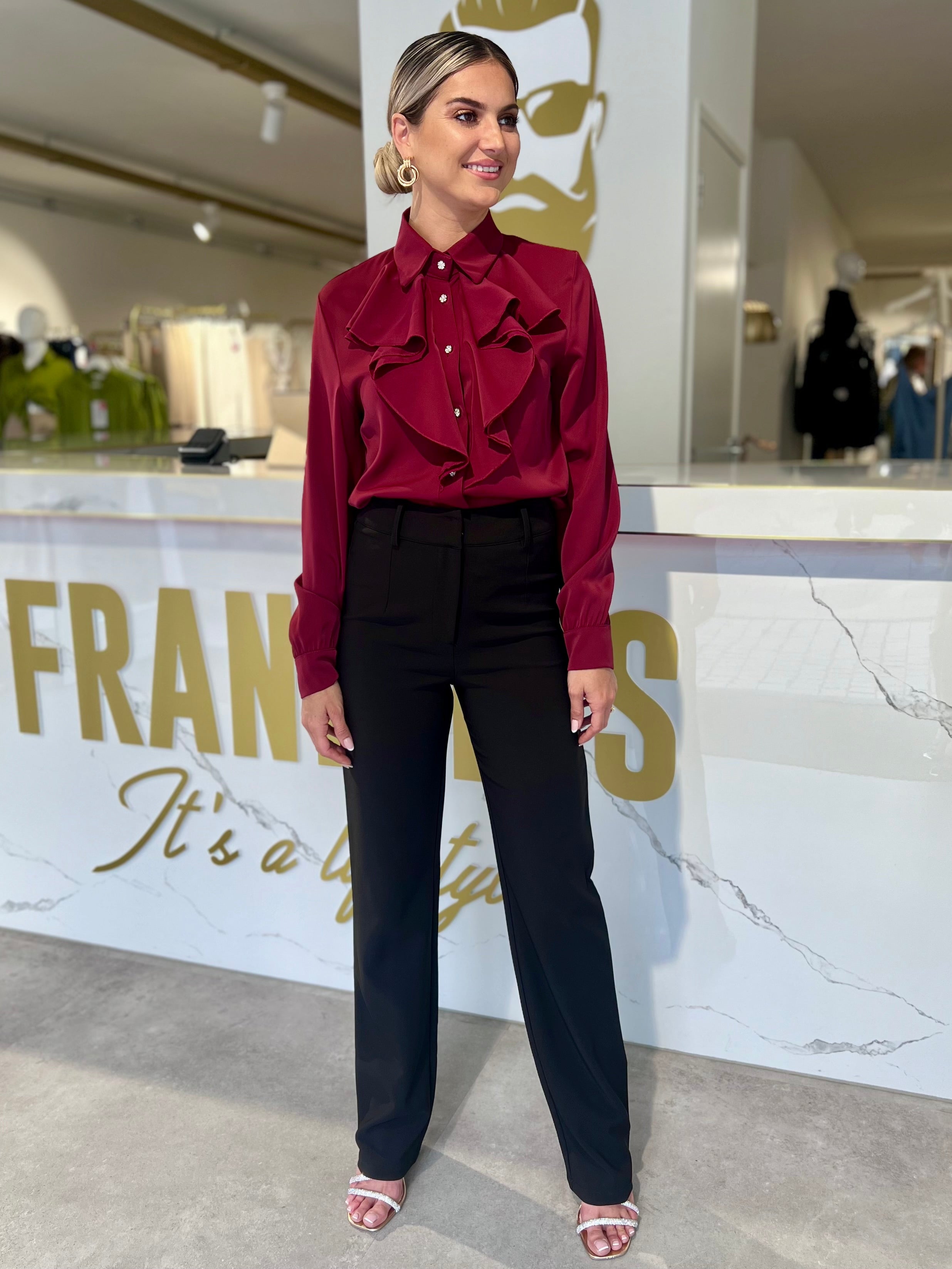 Super stretch pantalon straight fit black