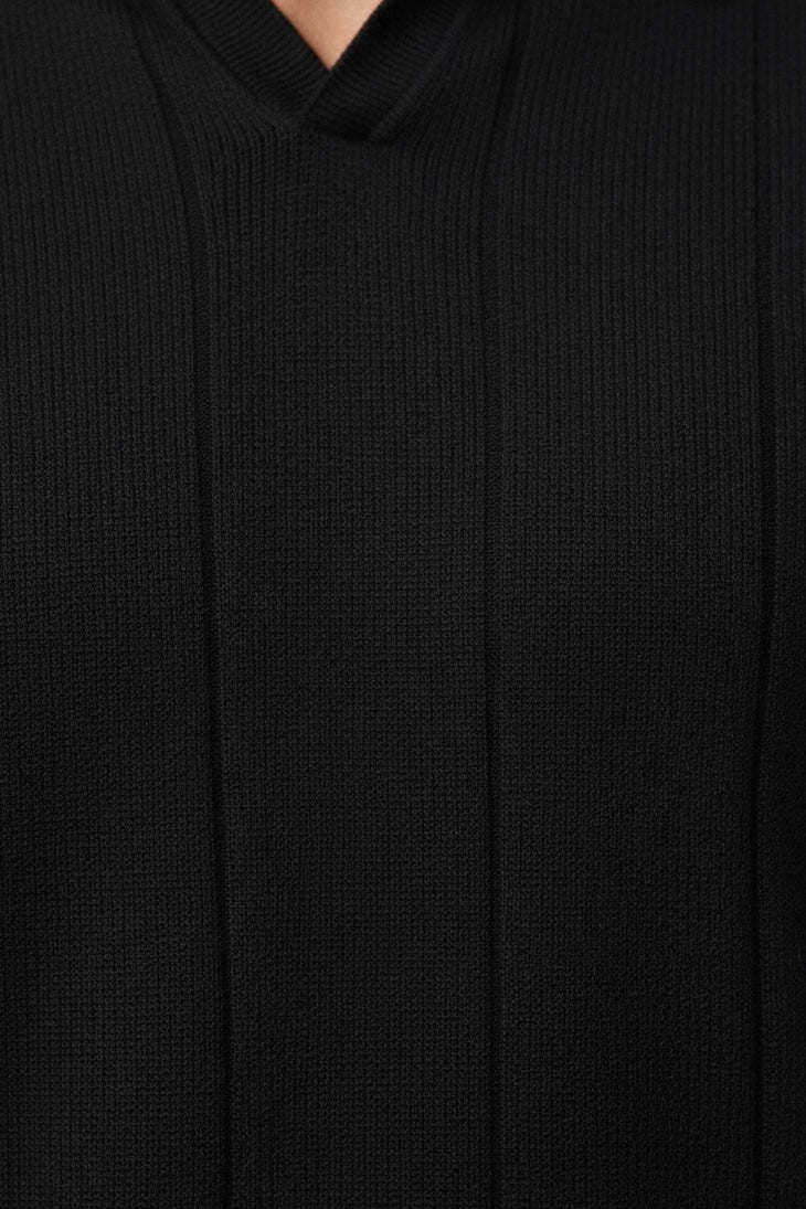 Buttonless Knitwear Polo Long Sleeve Black - Frankie's