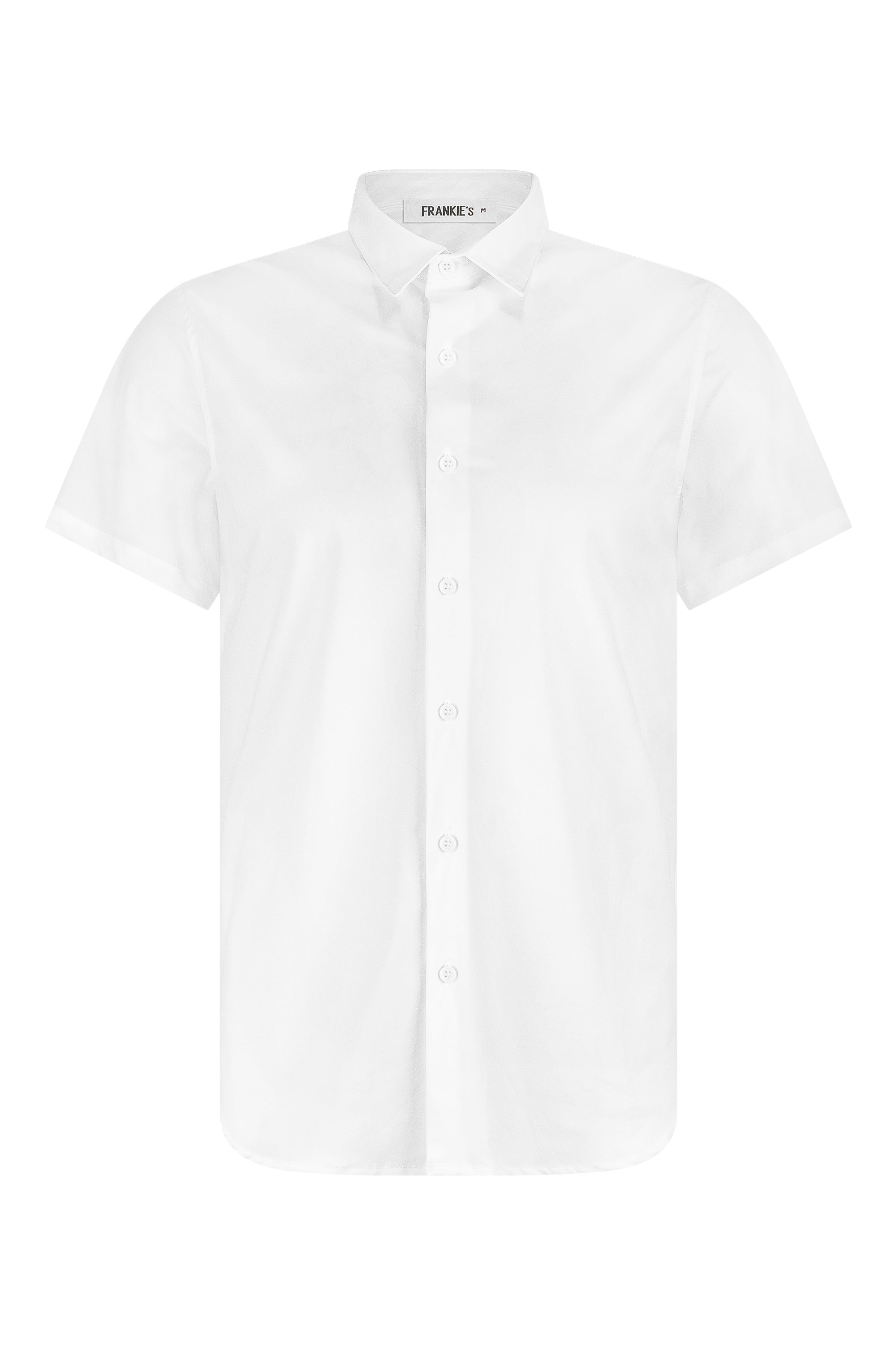 Satin super stretch shirt short sleeve white - Frankie's