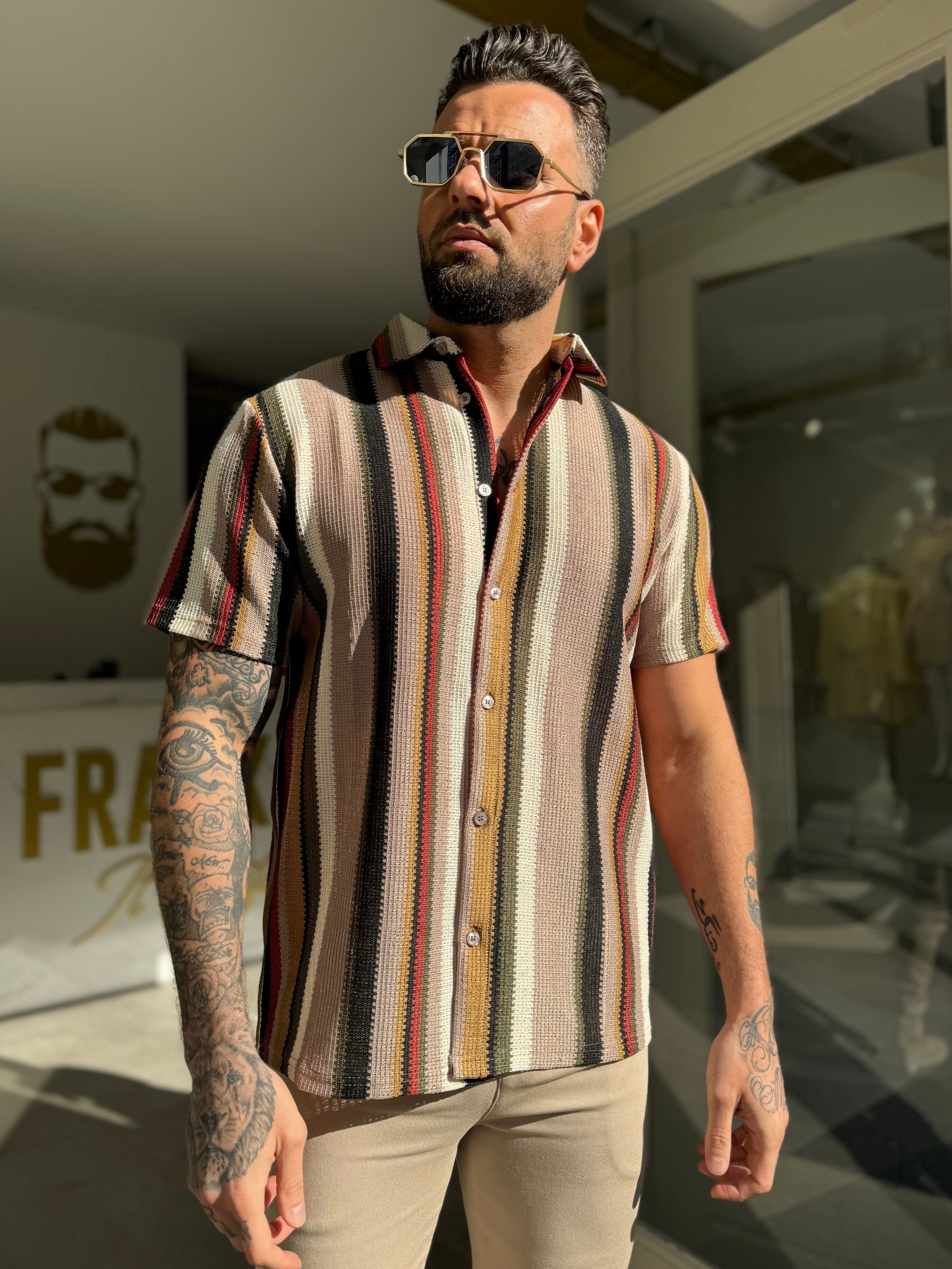 Shirt Medellin beige khaki green - Frankie's