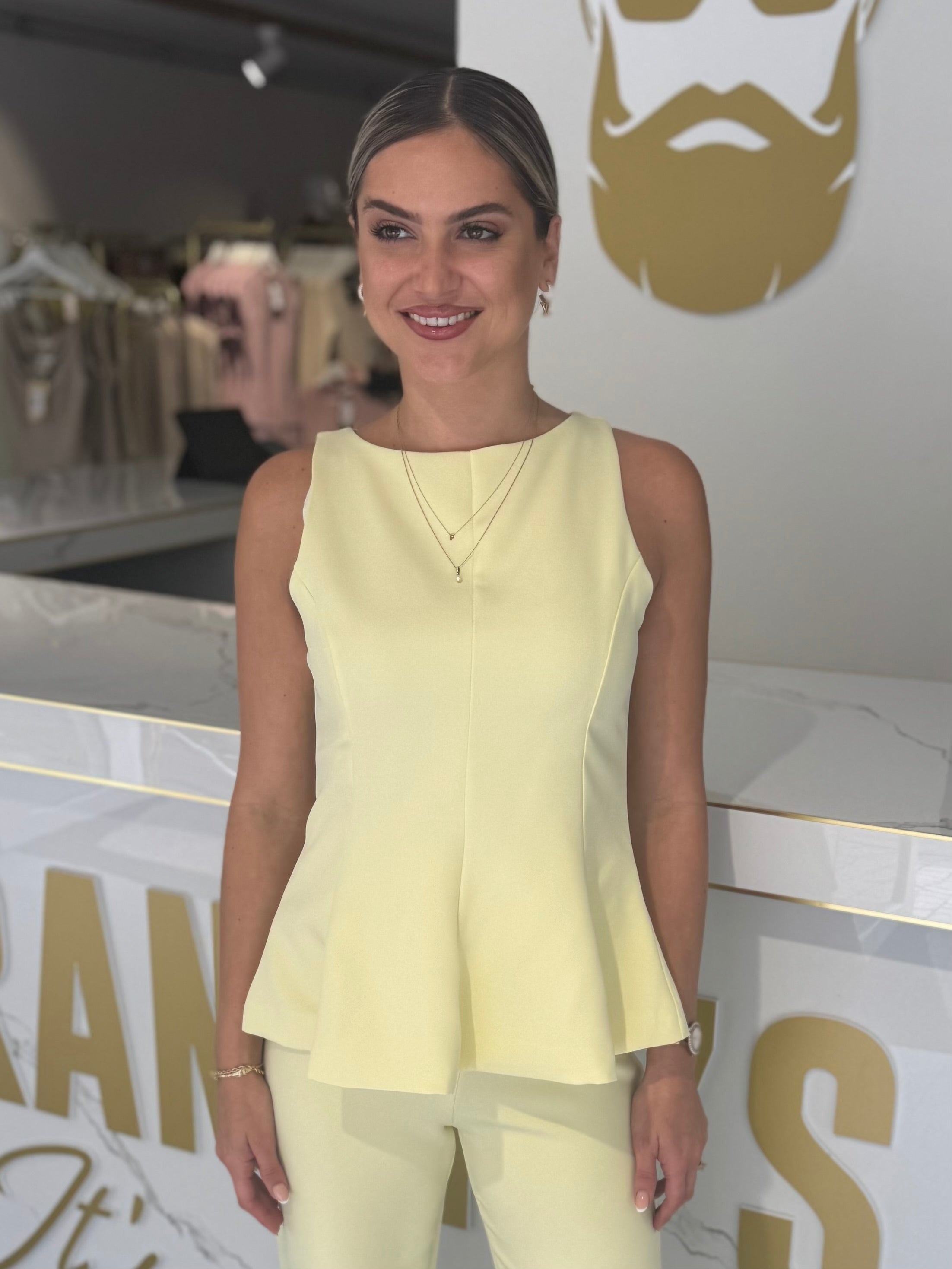 Peplum top butter yellow