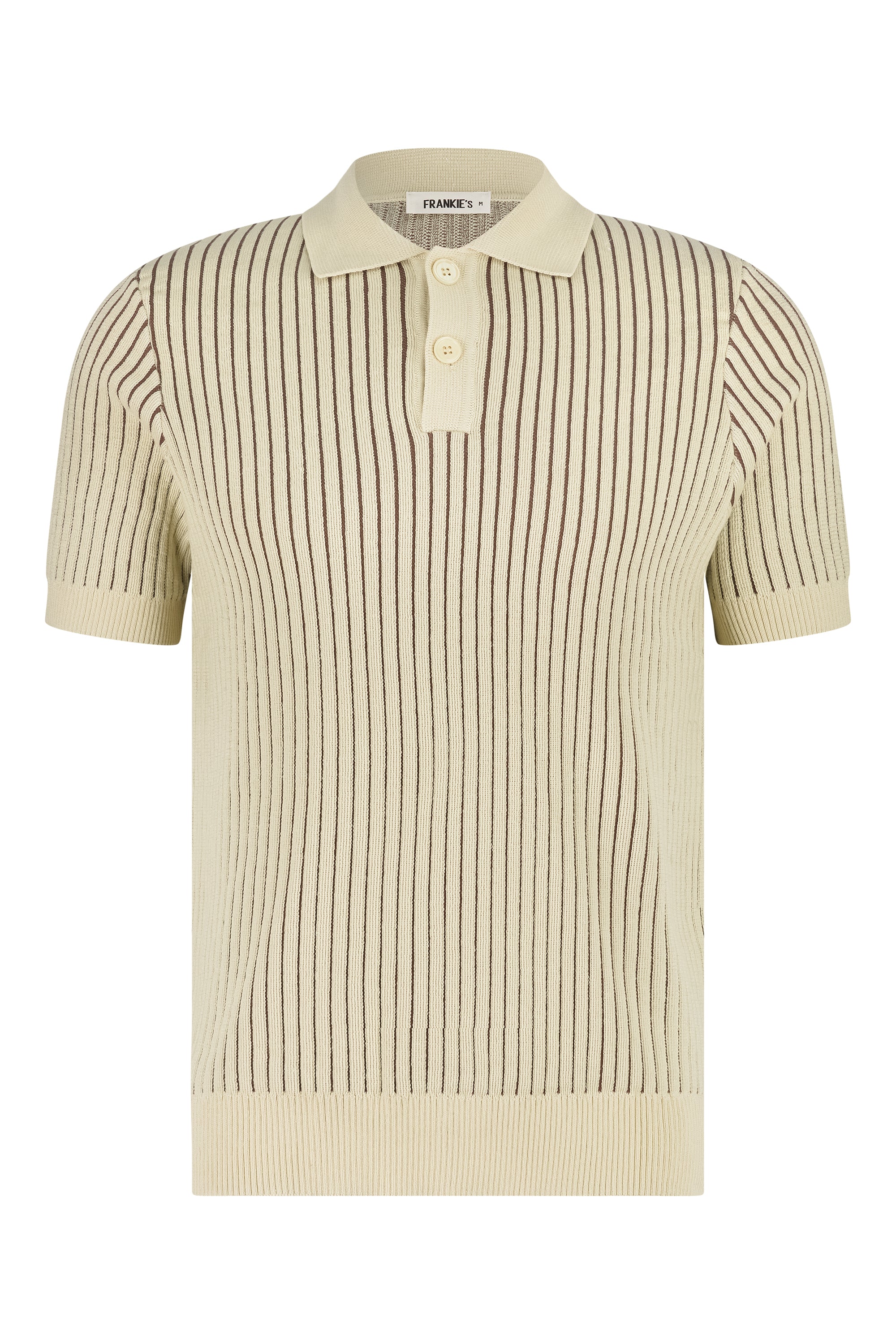 Polo short sleeve button rib beige