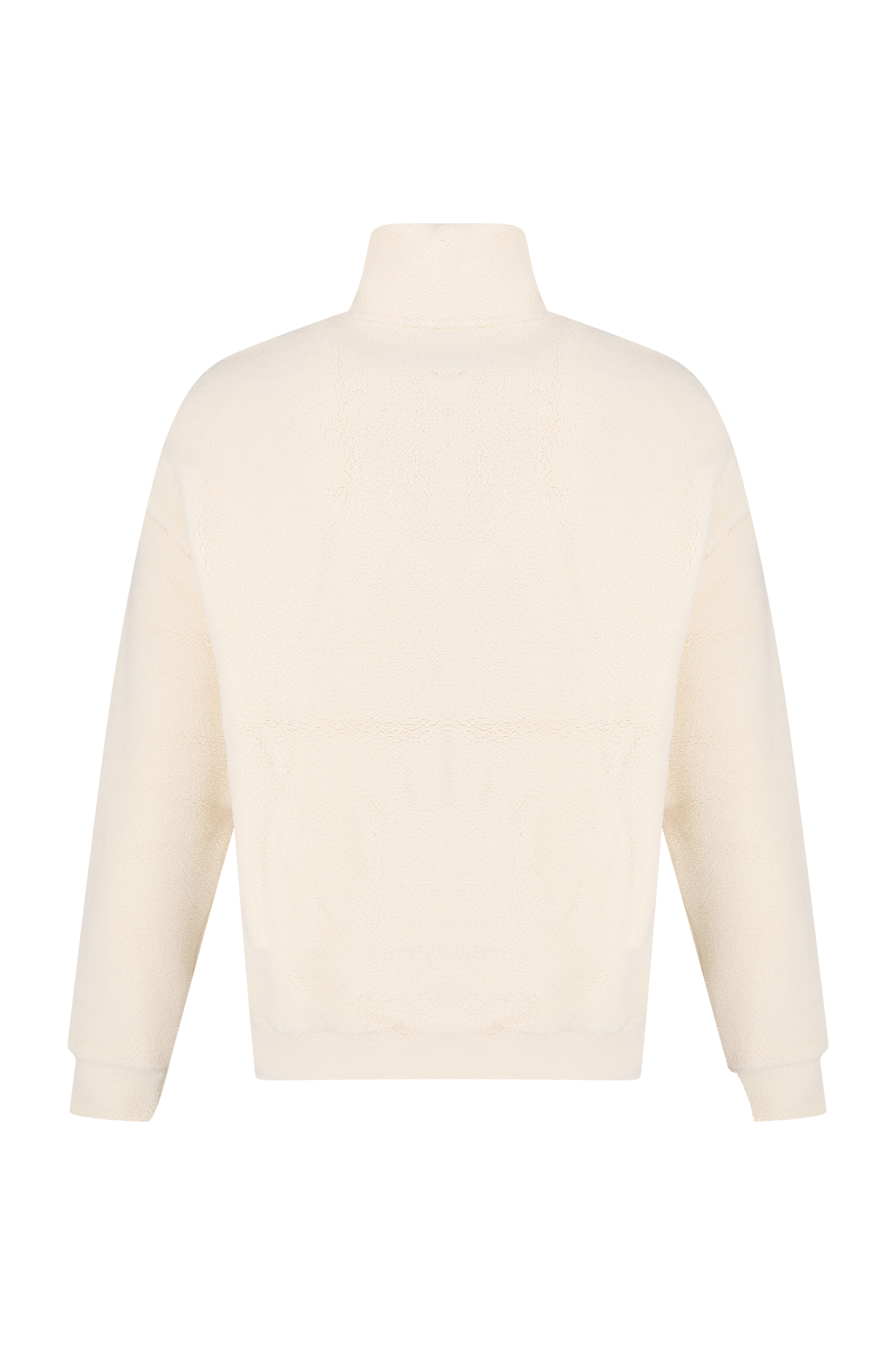 Klassischer Fleece-Pullover mit Reißverschluss – Weiß