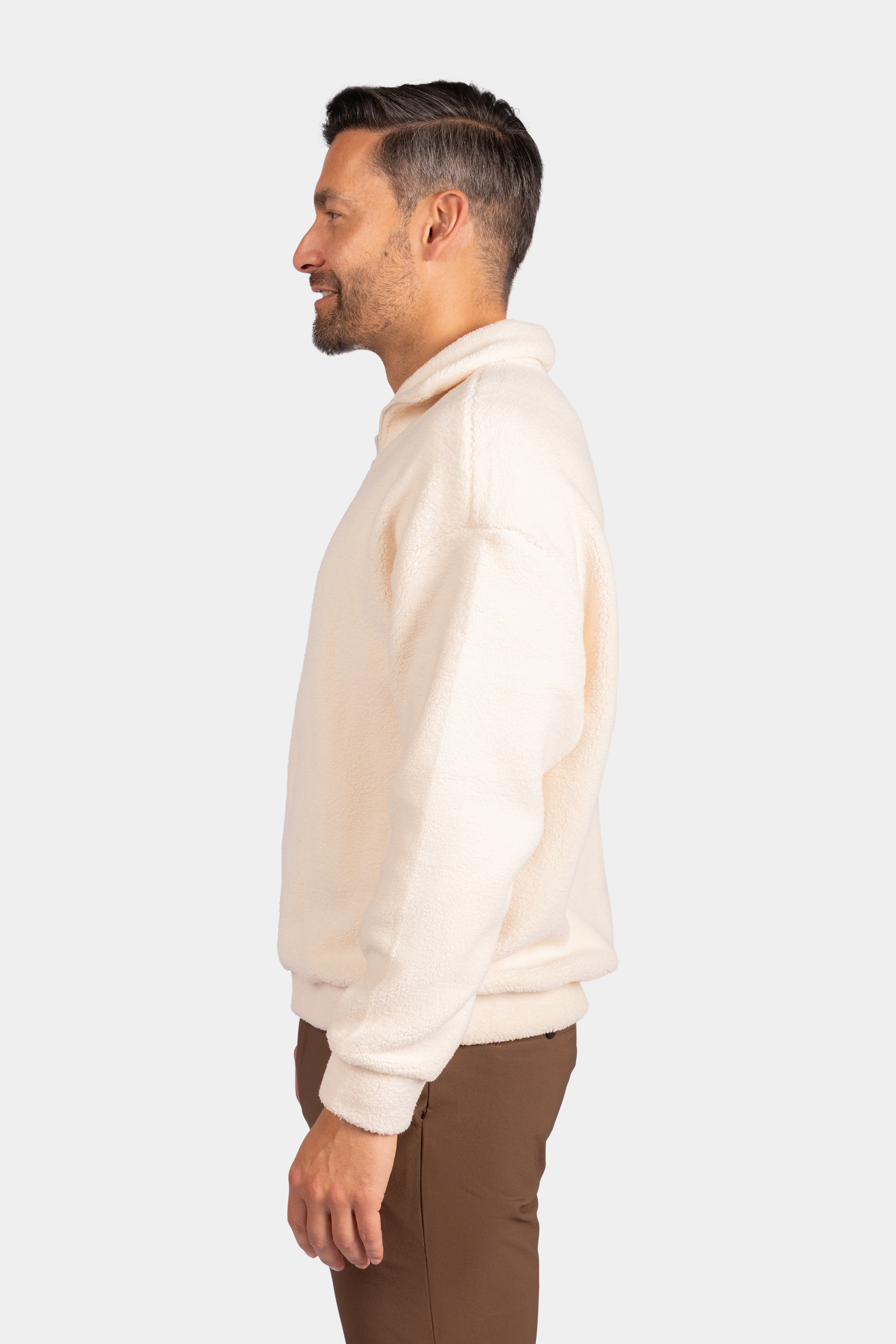Classic Zip Fleece Pullover - White