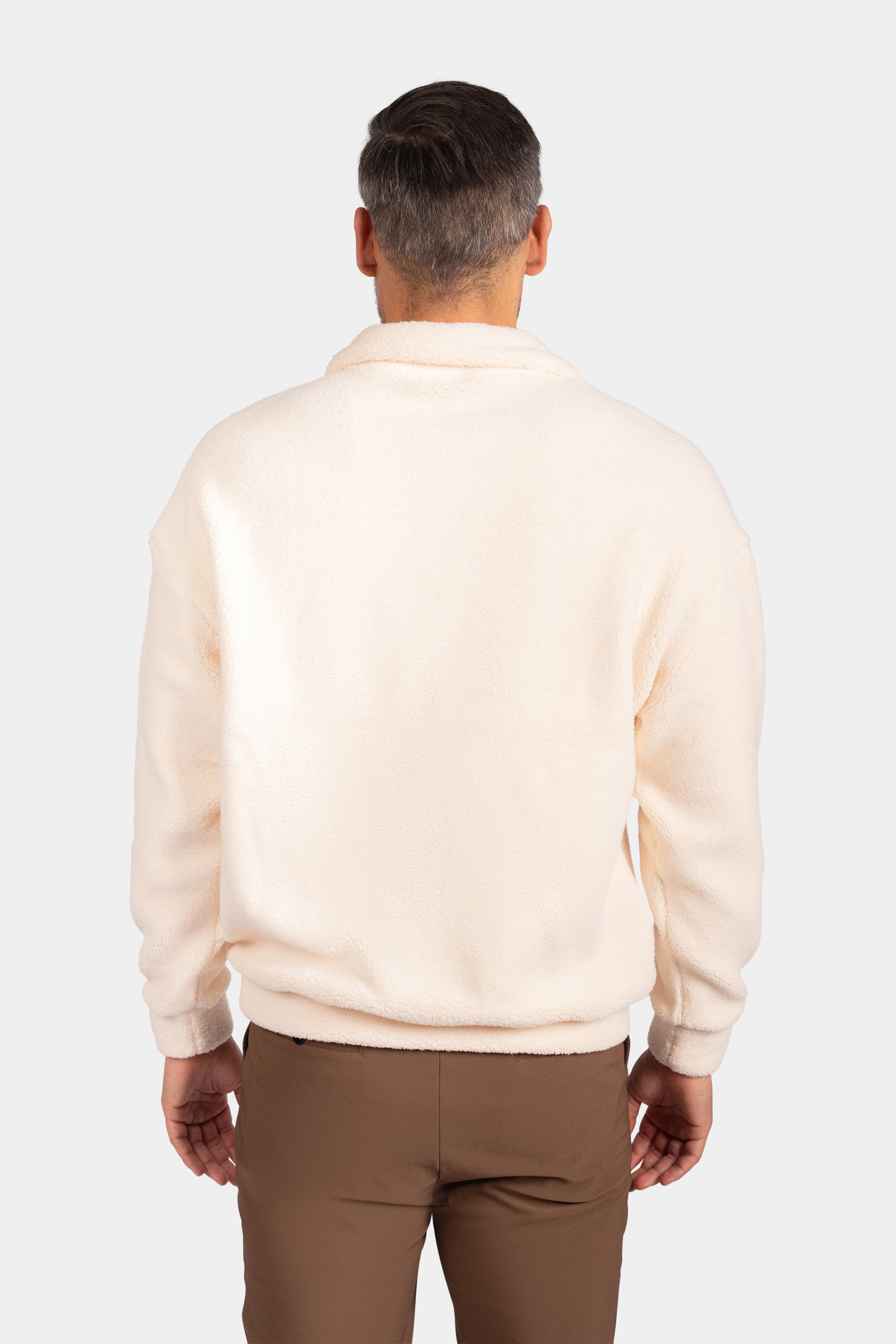 Klassischer Fleece-Pullover mit Reißverschluss – Weiß