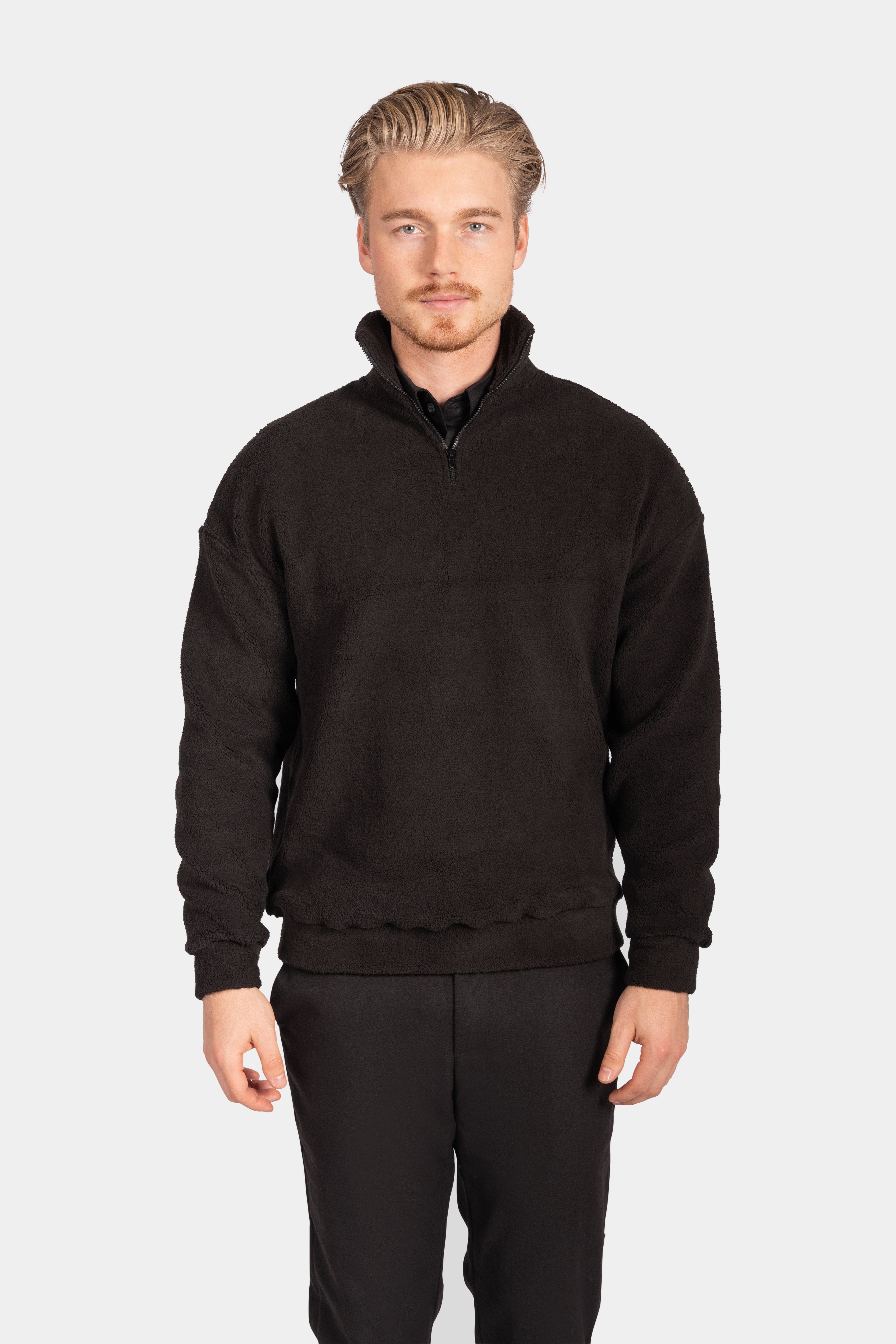 Classic Zip Fleece Pullover - Black