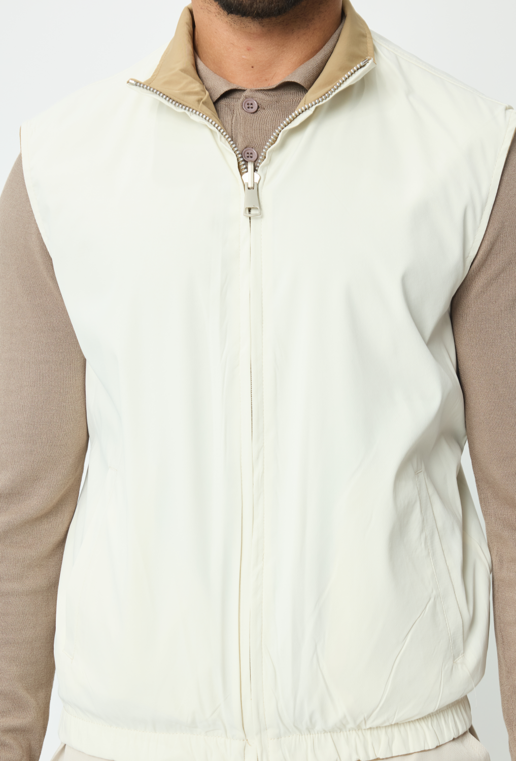 Reversible bodywarmer zipper camel beige - Frankie's