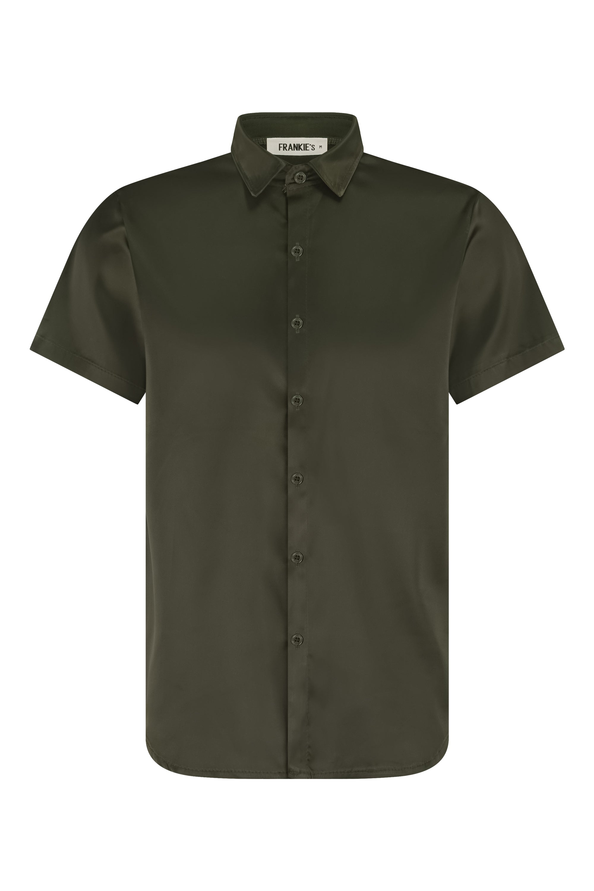 Satin shirt short sleeve khaki