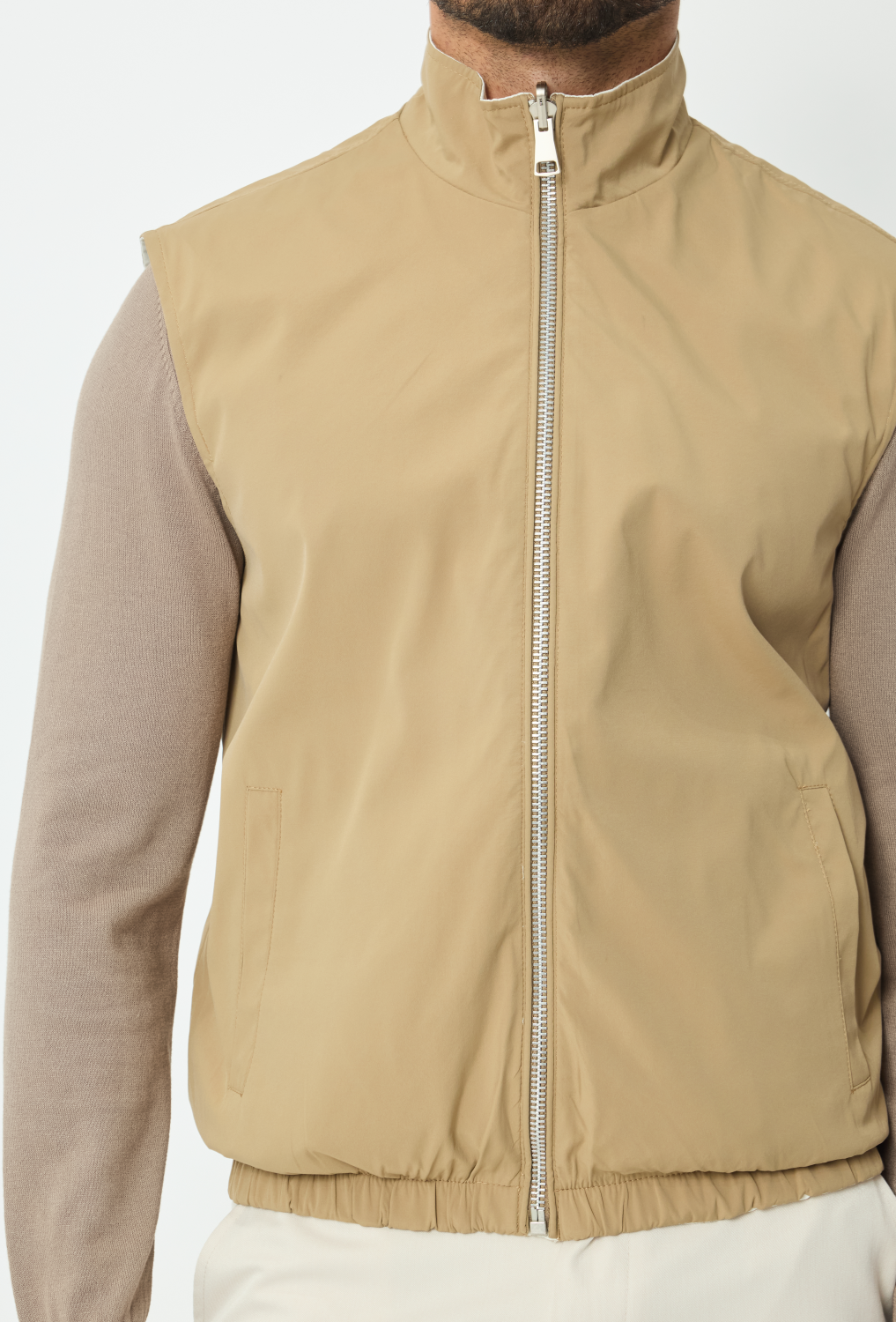 Reversible bodywarmer zipper camel beige - Frankie's