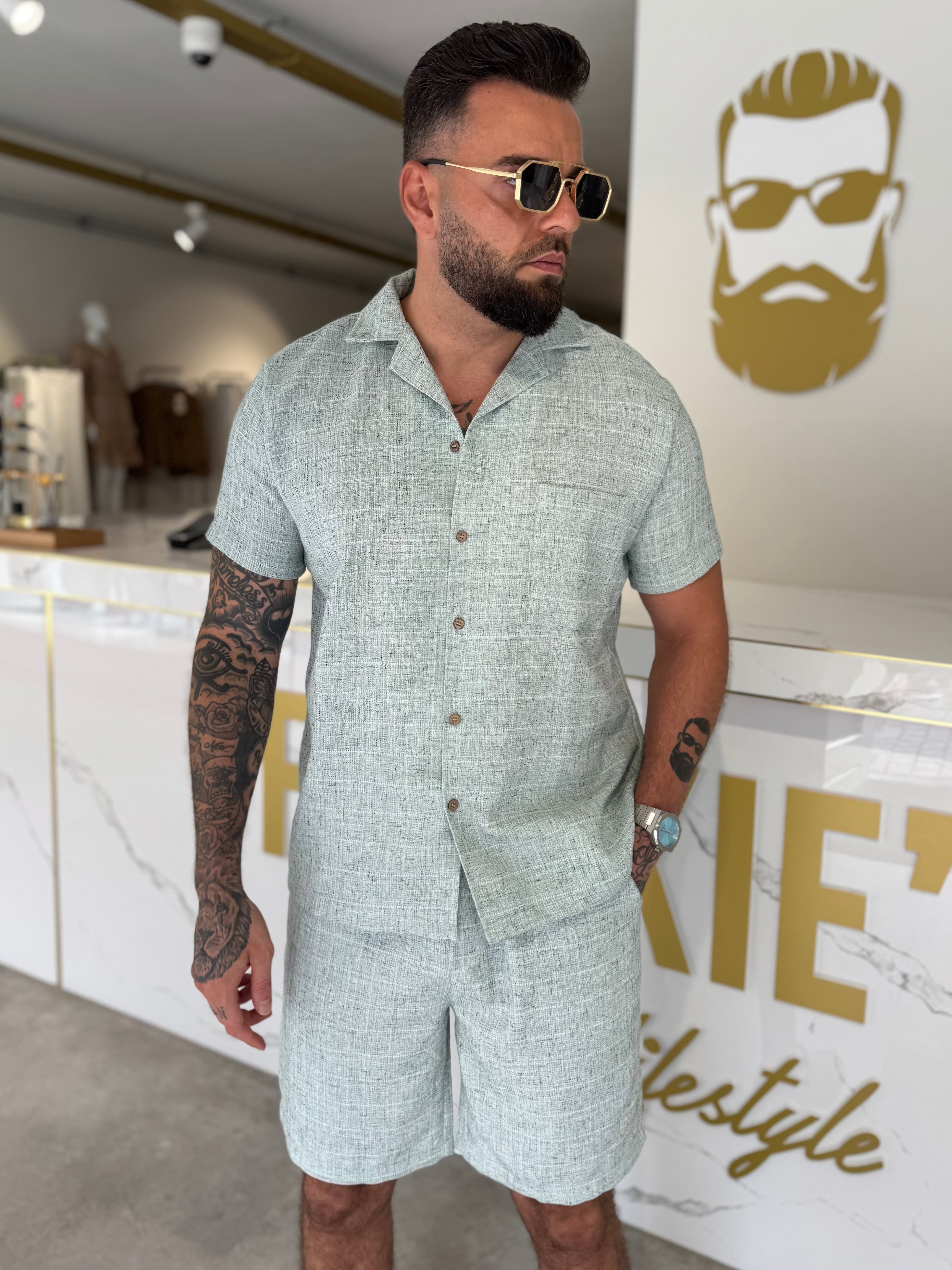 Summer set short & shirt mint green