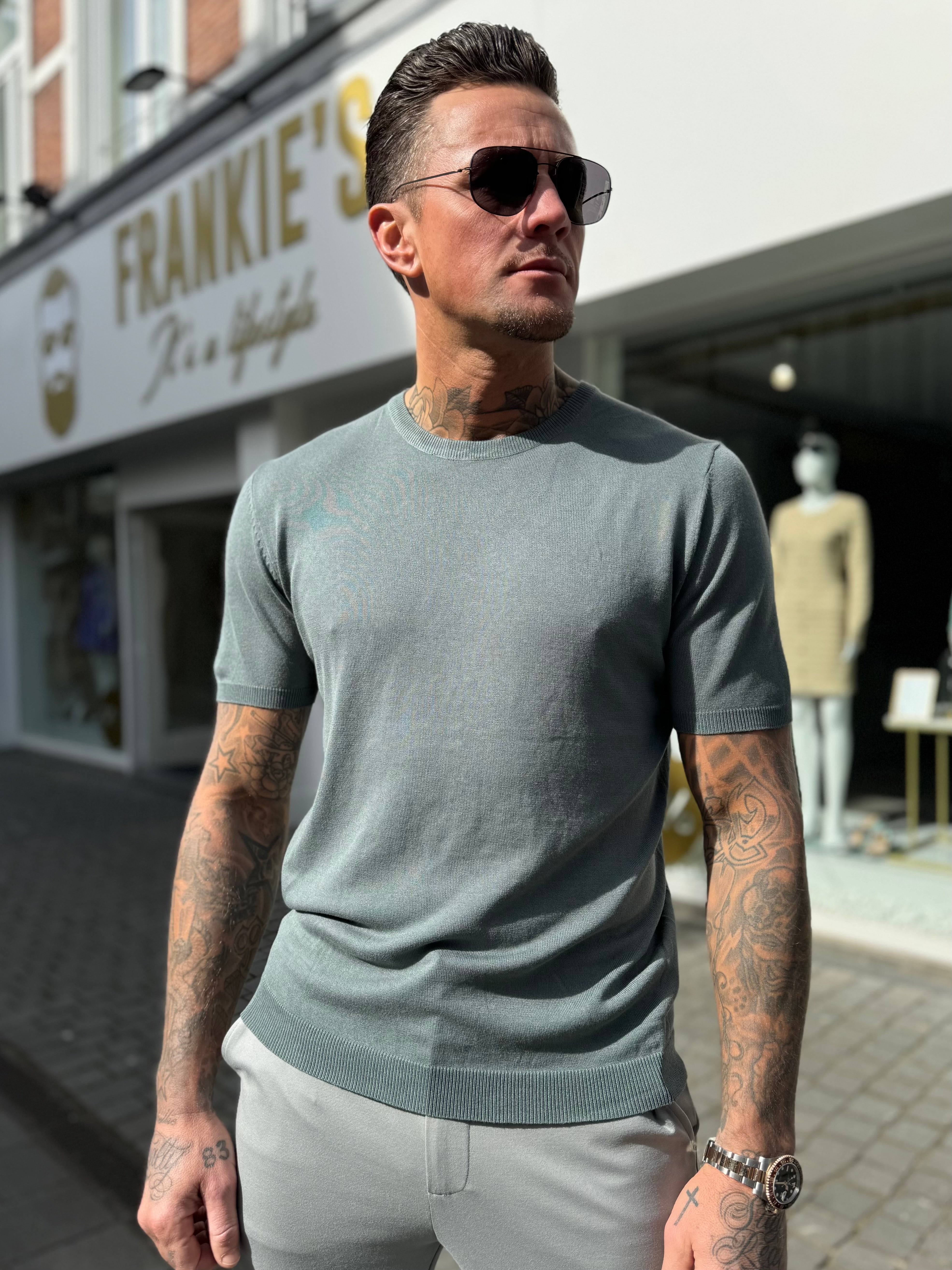 T-shirt knitwear short sleeve green