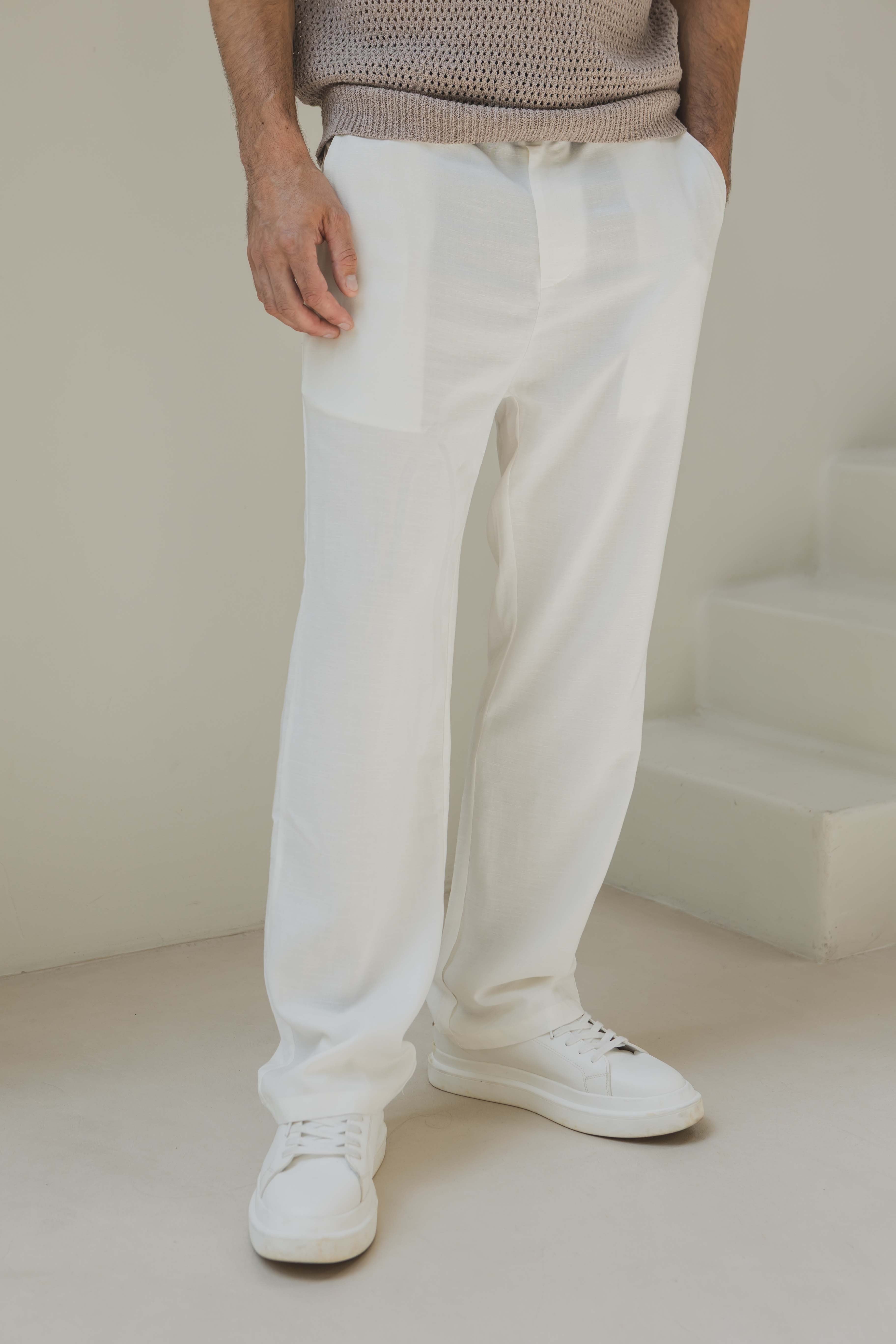 Trousers linen white