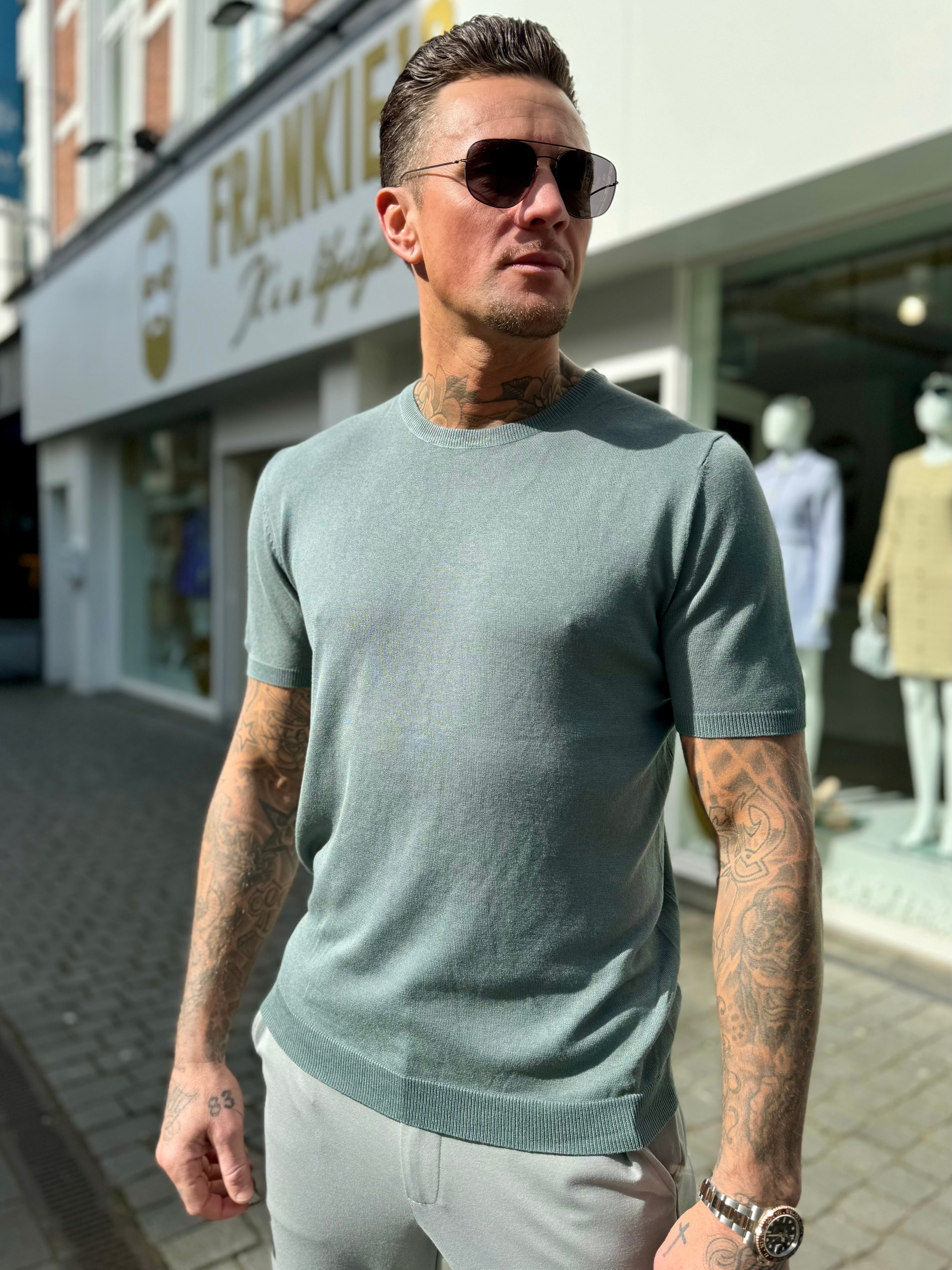 T-shirt knitwear short sleeve green