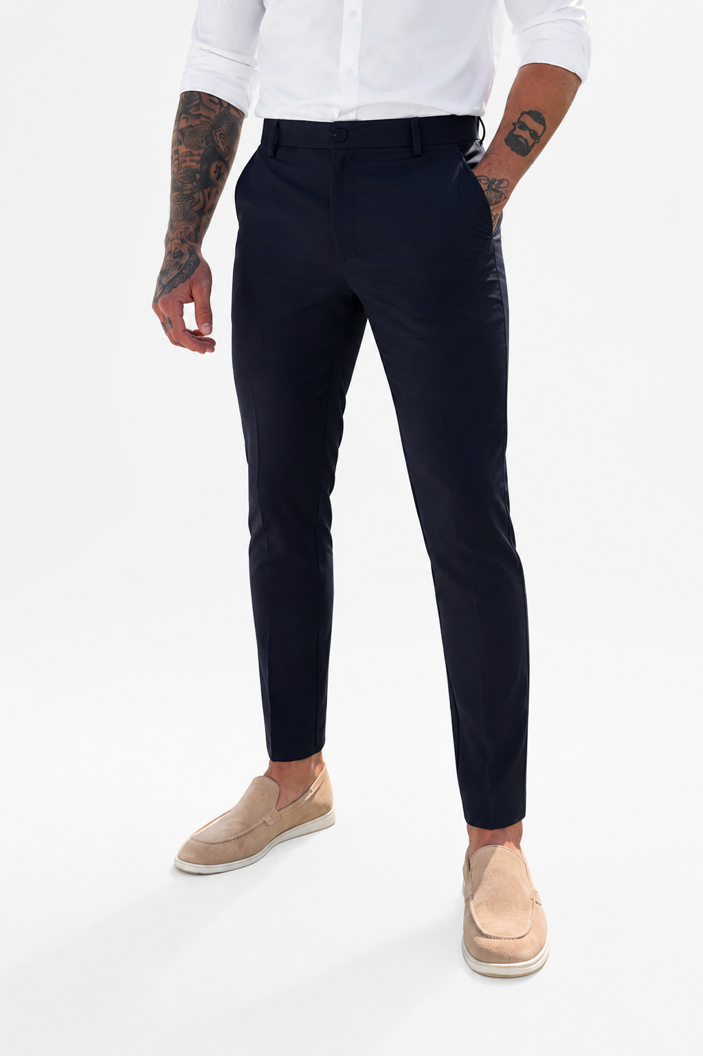 Pantalon chic straight fit navy blue