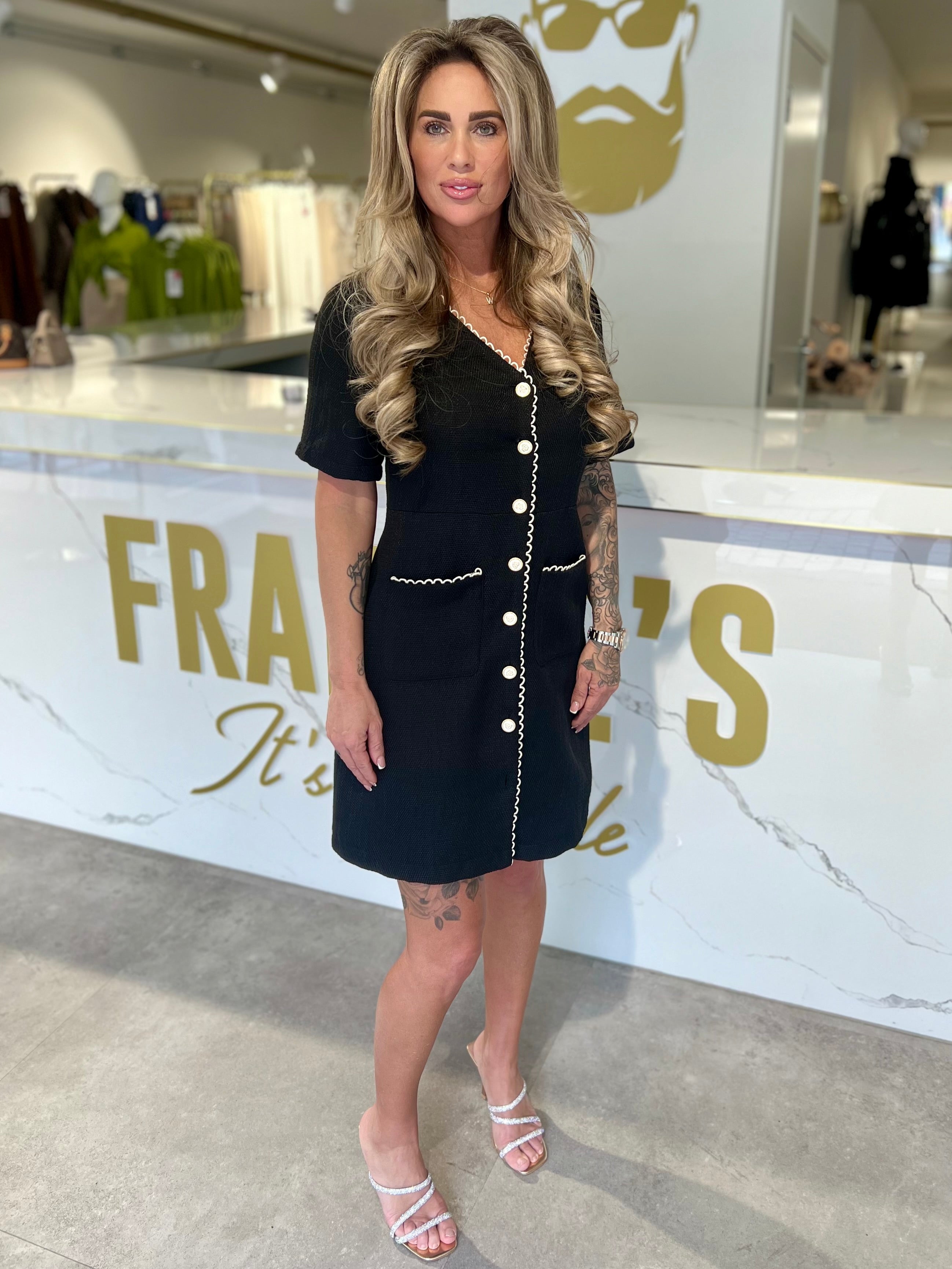 Tweed dress short sleeve black