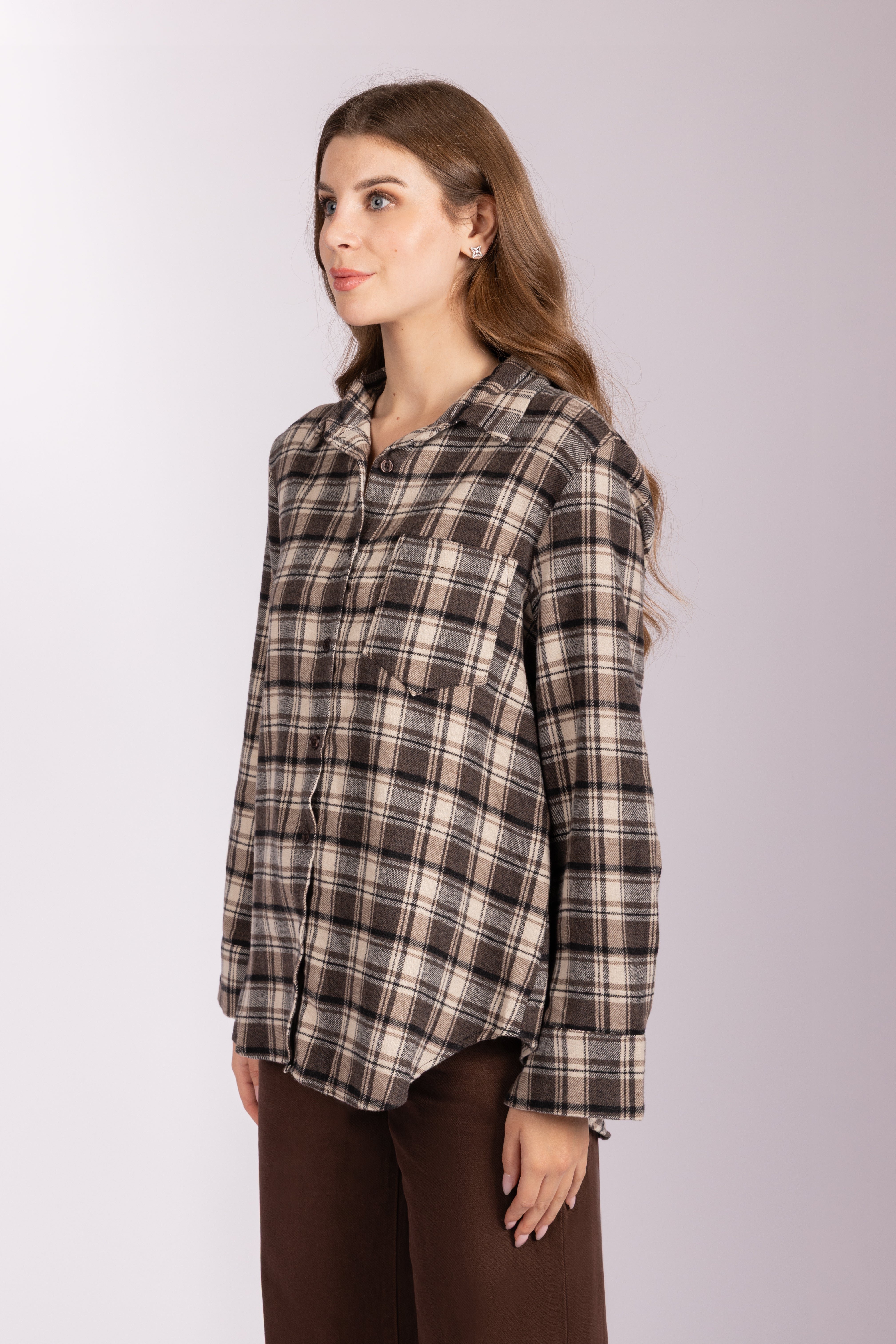 Check Flannel Shirt - Brown