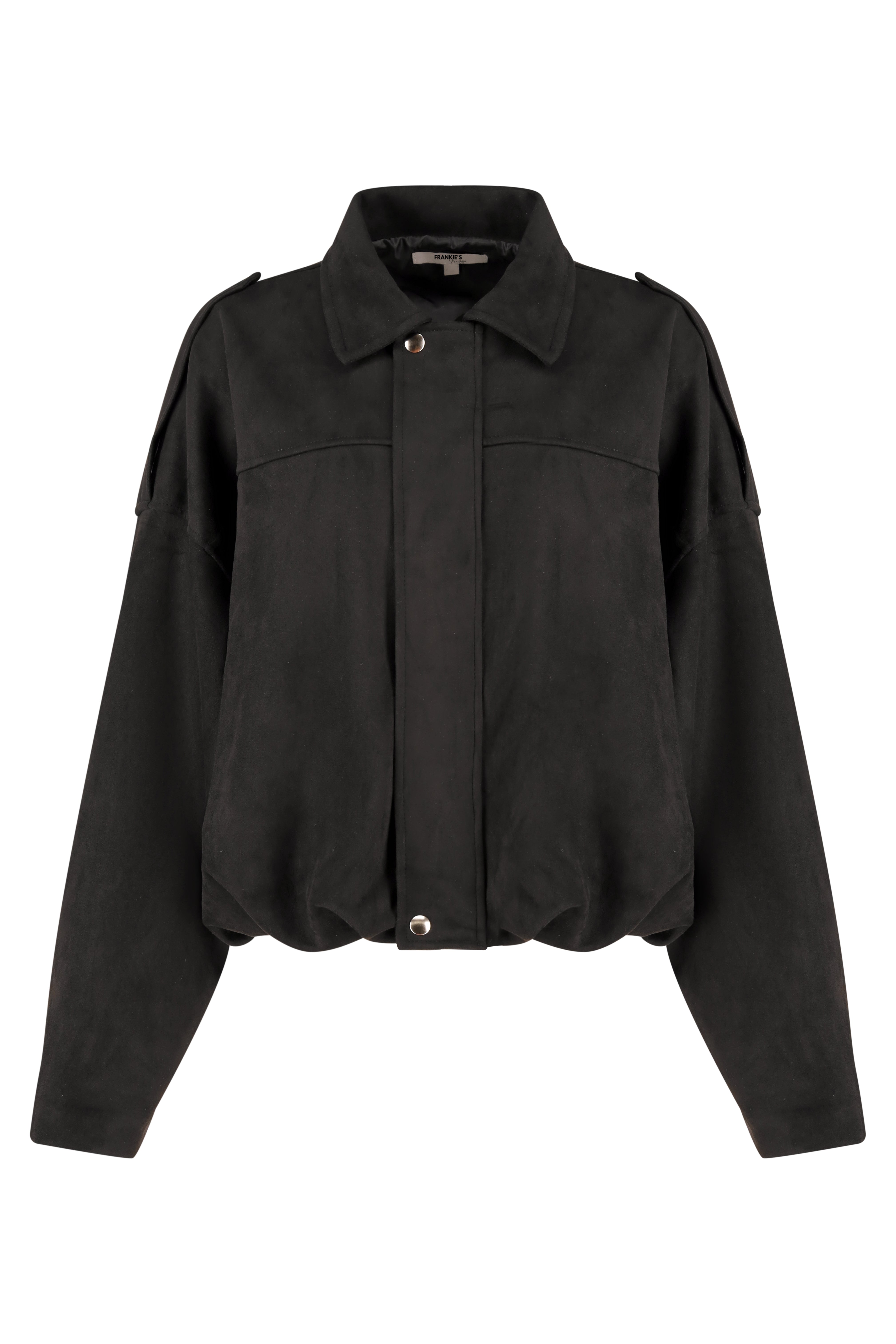 Faux Suede Oversized Jacket - Black