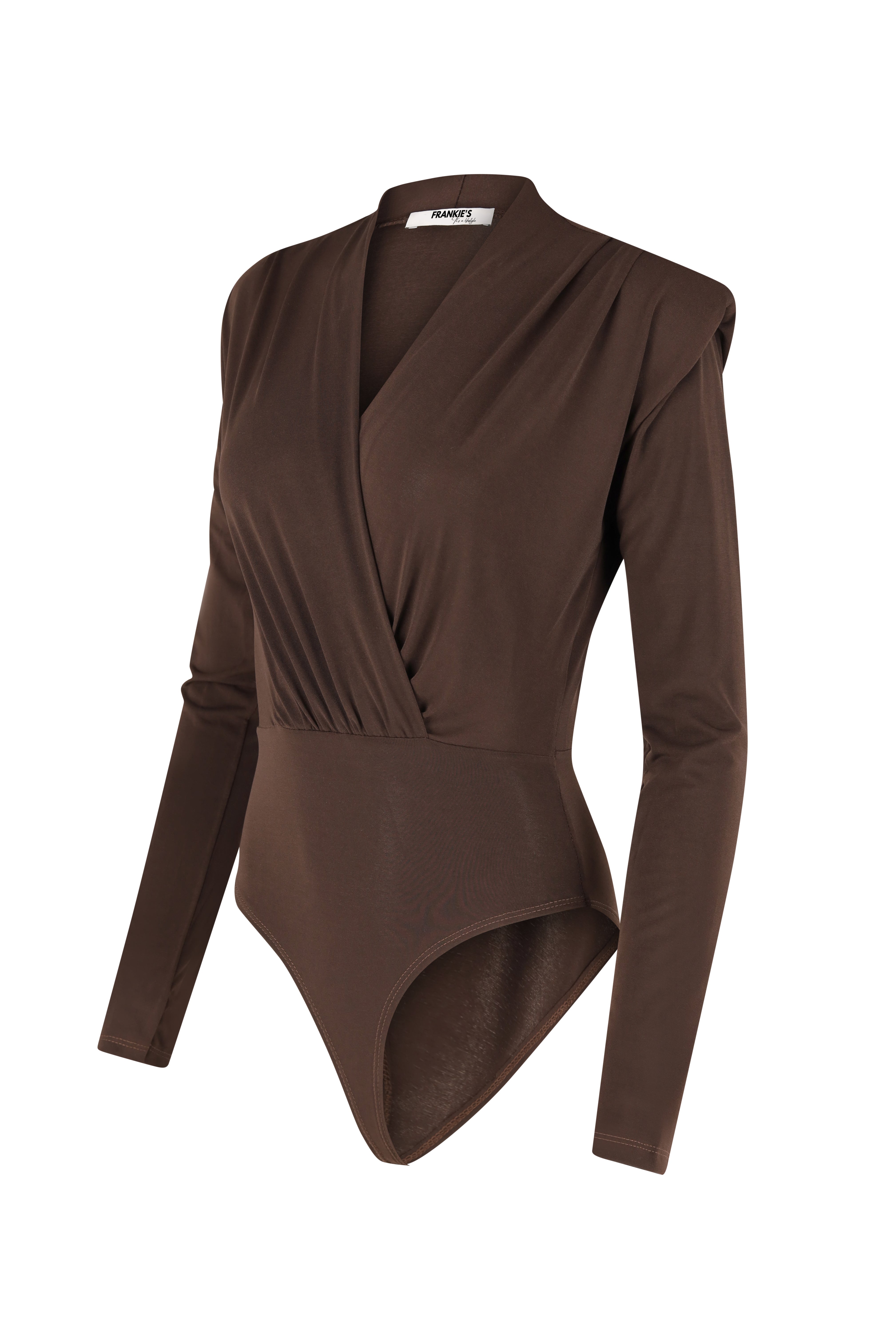 Cross Over Bodysuit - Brown
