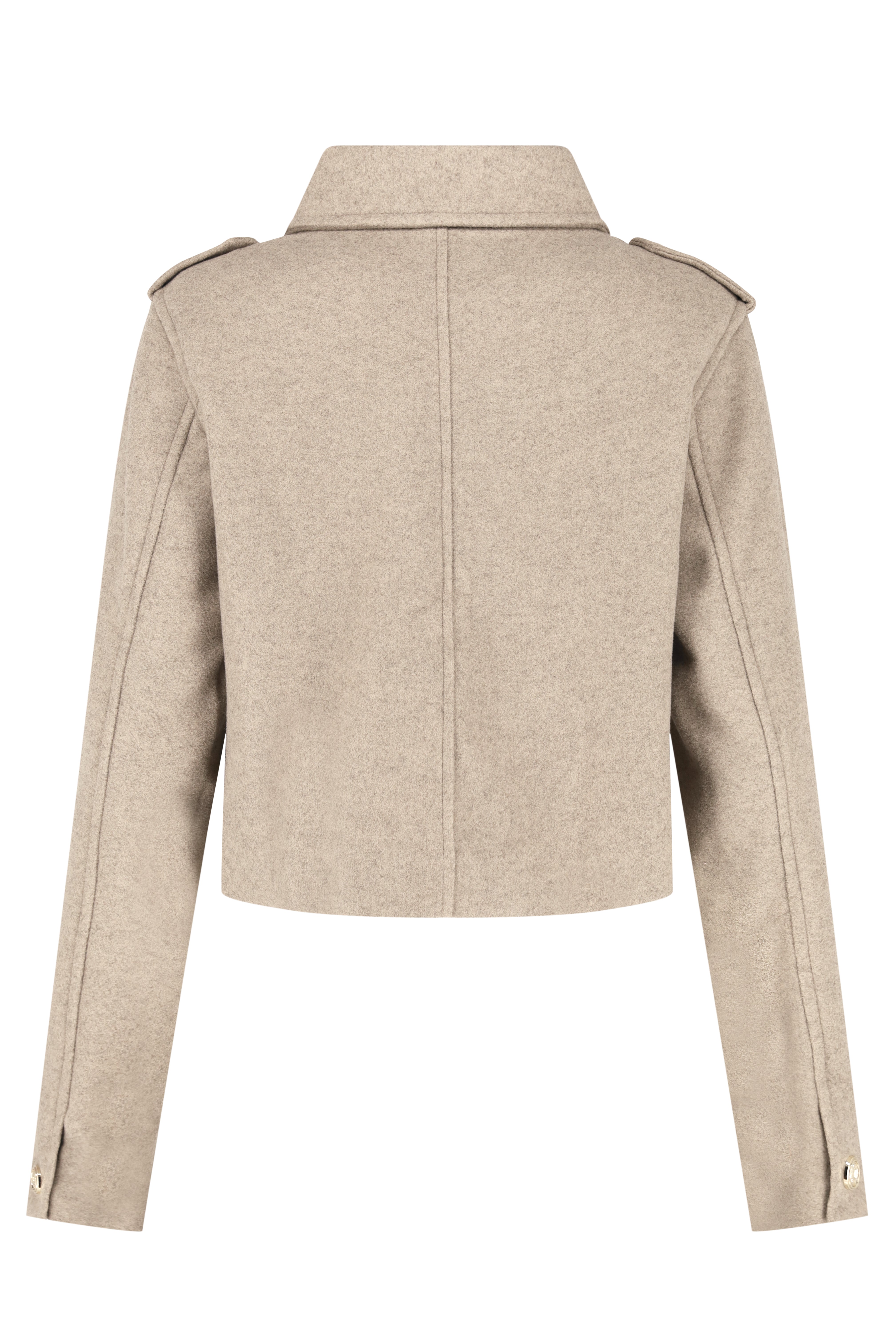 Military Style Crop Jacket - Taupe