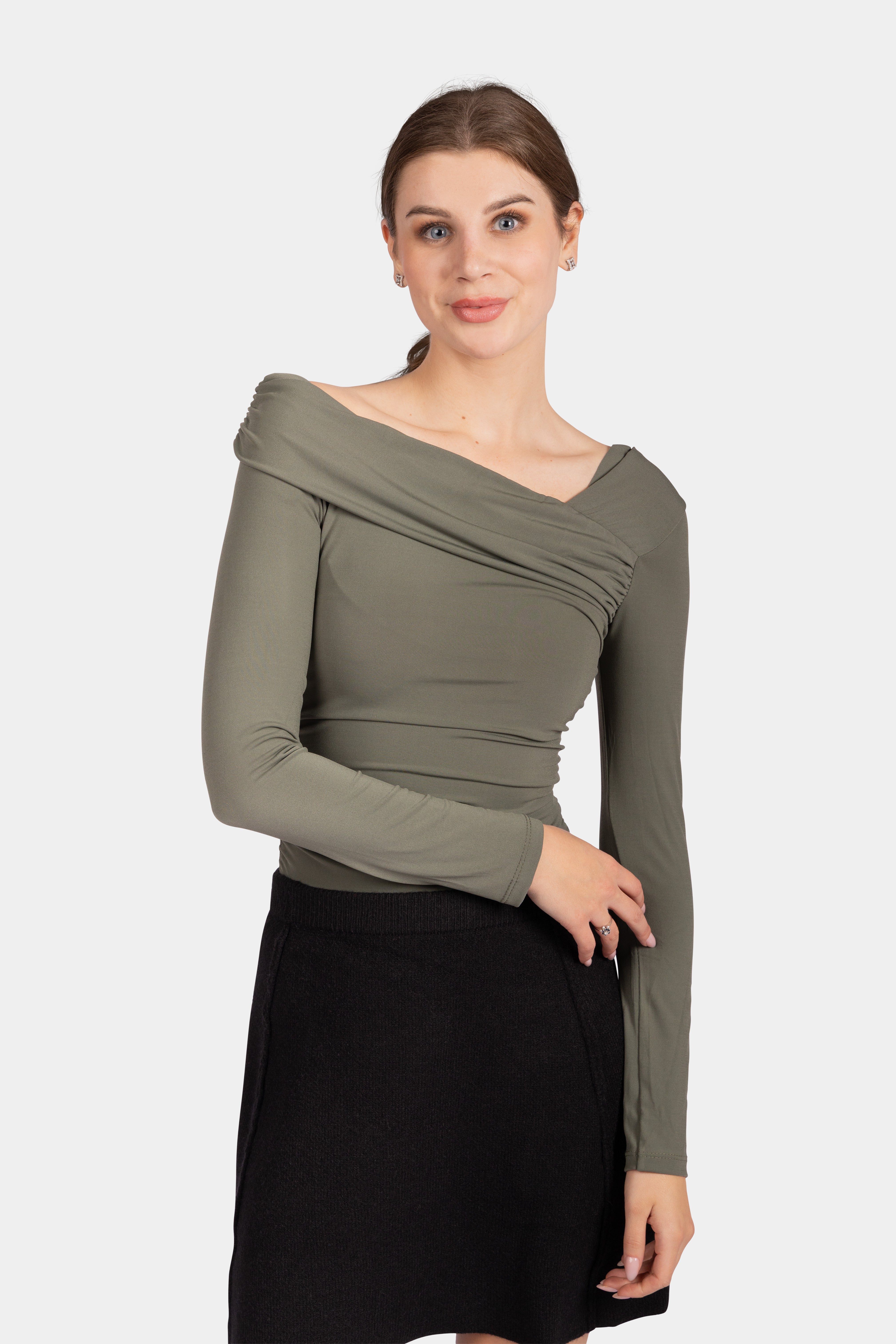 Long sleeve knit top - Khaki