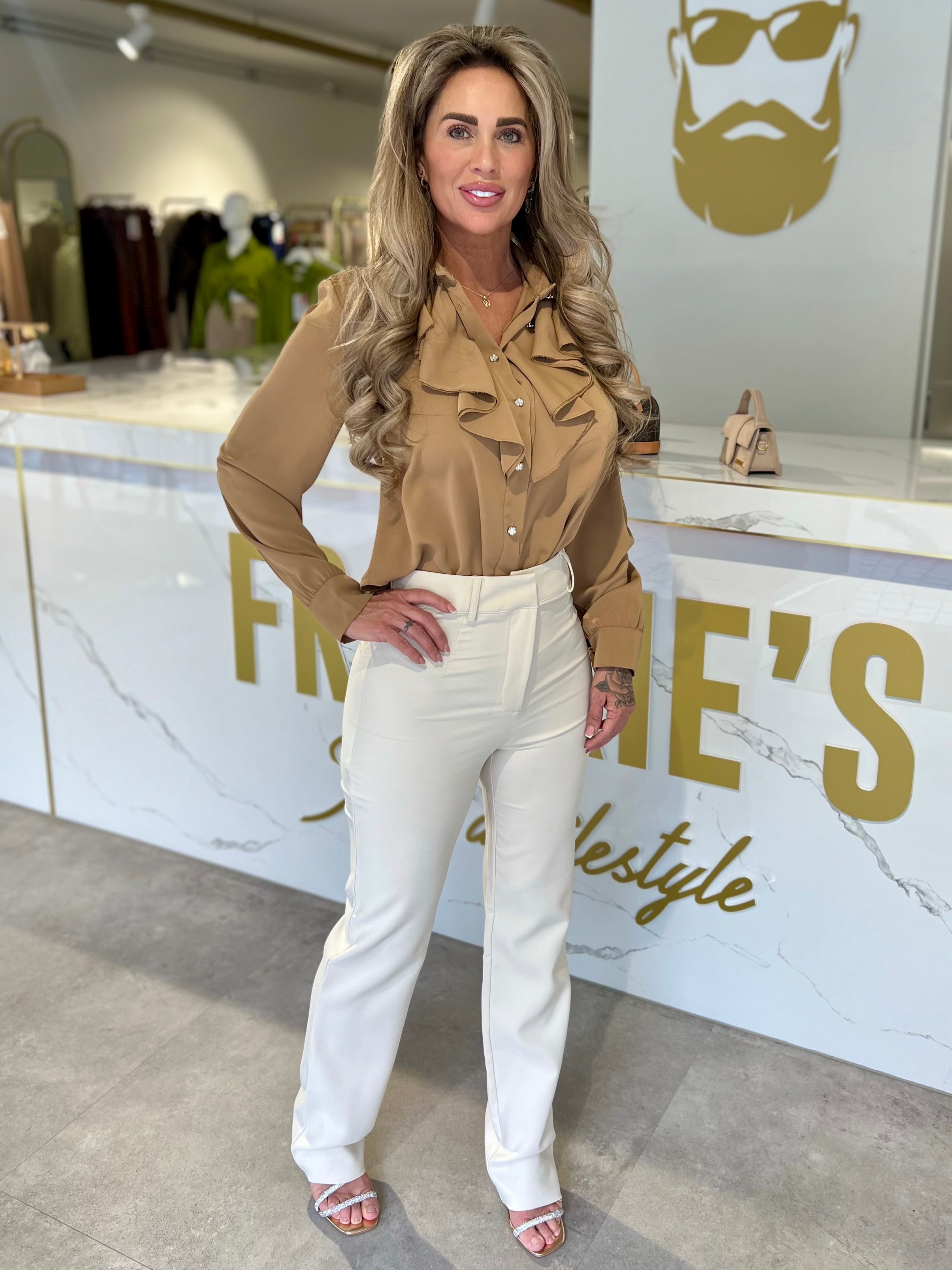 Super Stretch Pantalon Straight Fit - Beige