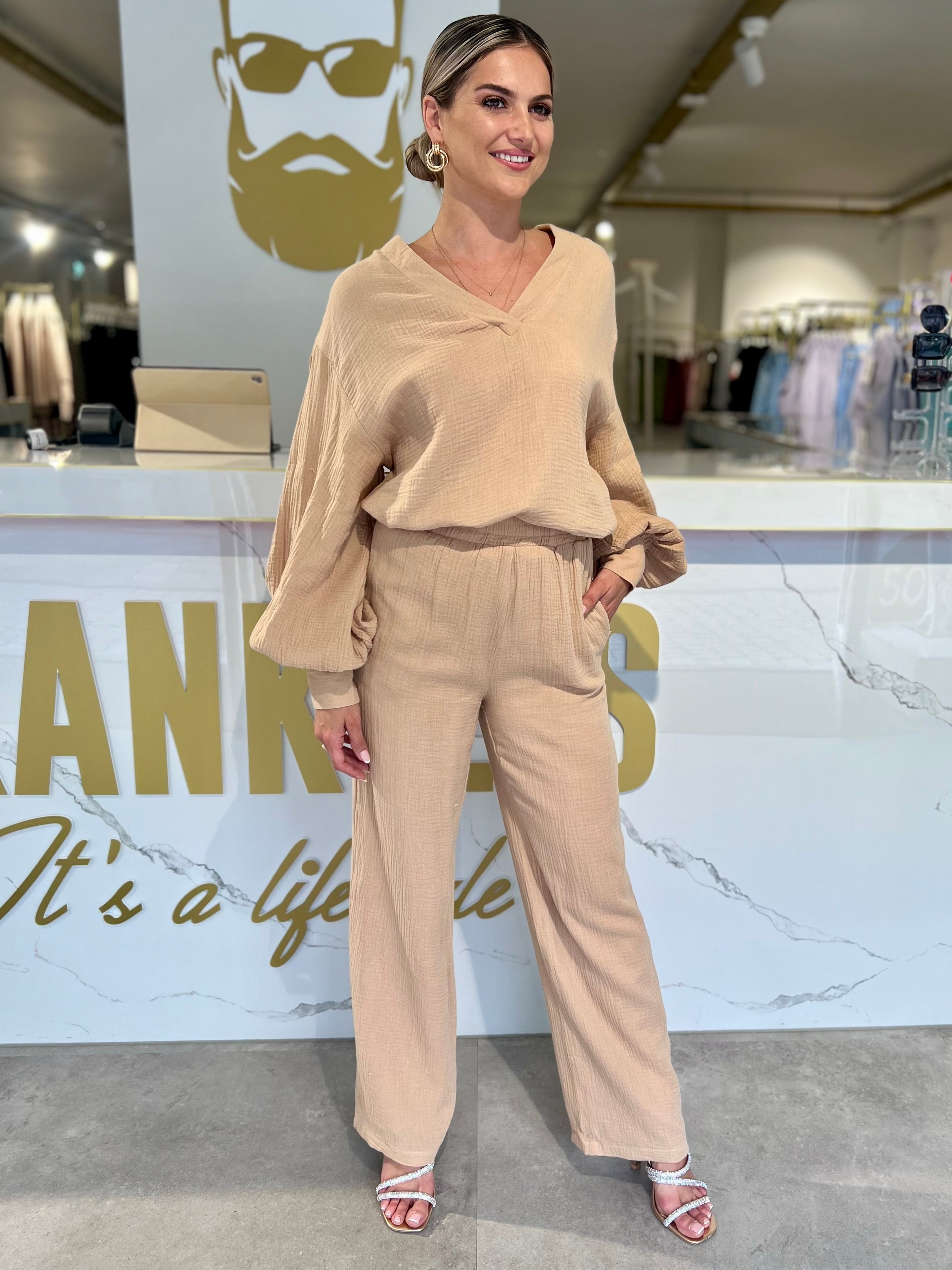 Two piece summer set Cotton beige