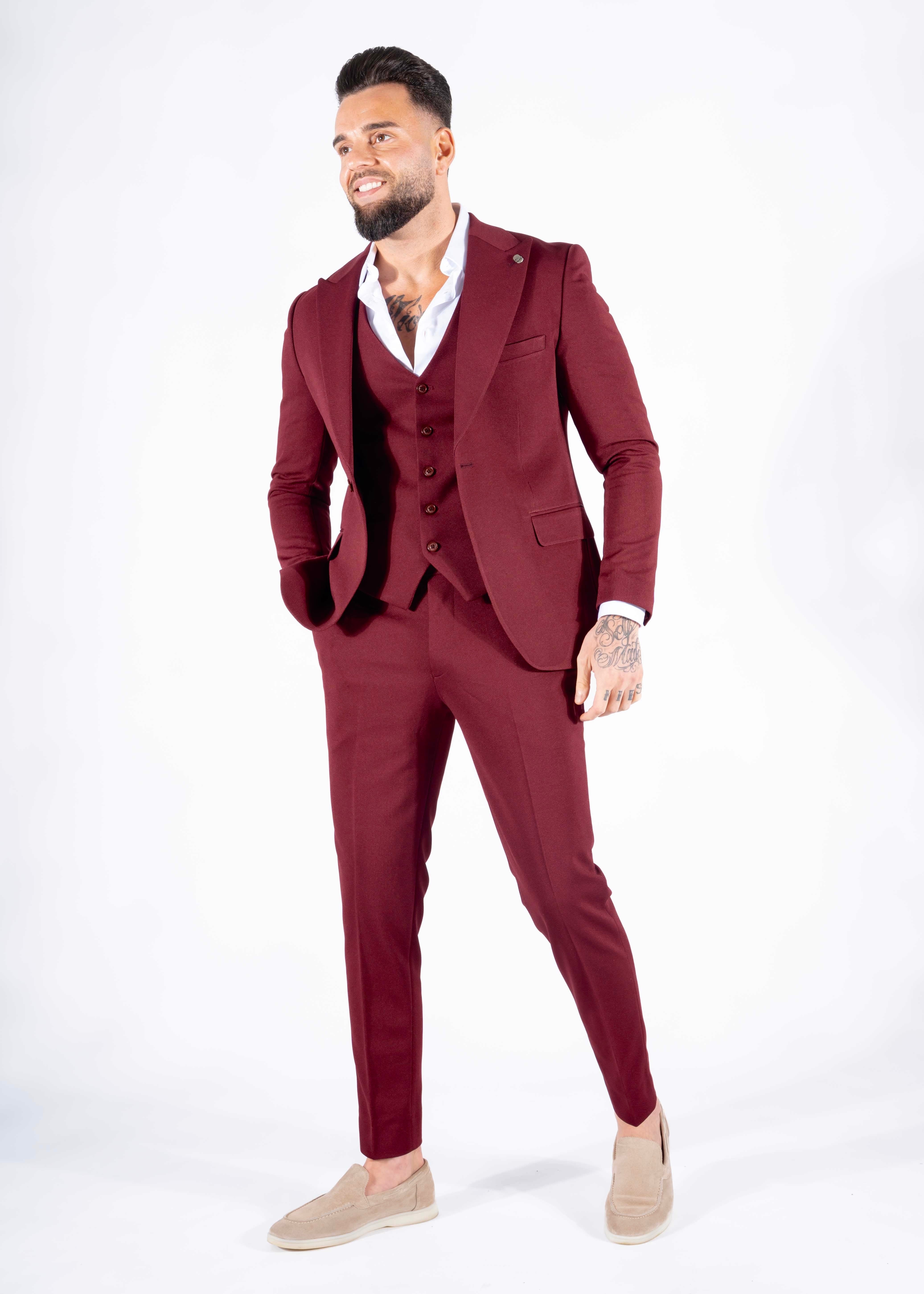Suit Three Piece Havana Bordeaux Rood - Frankie's