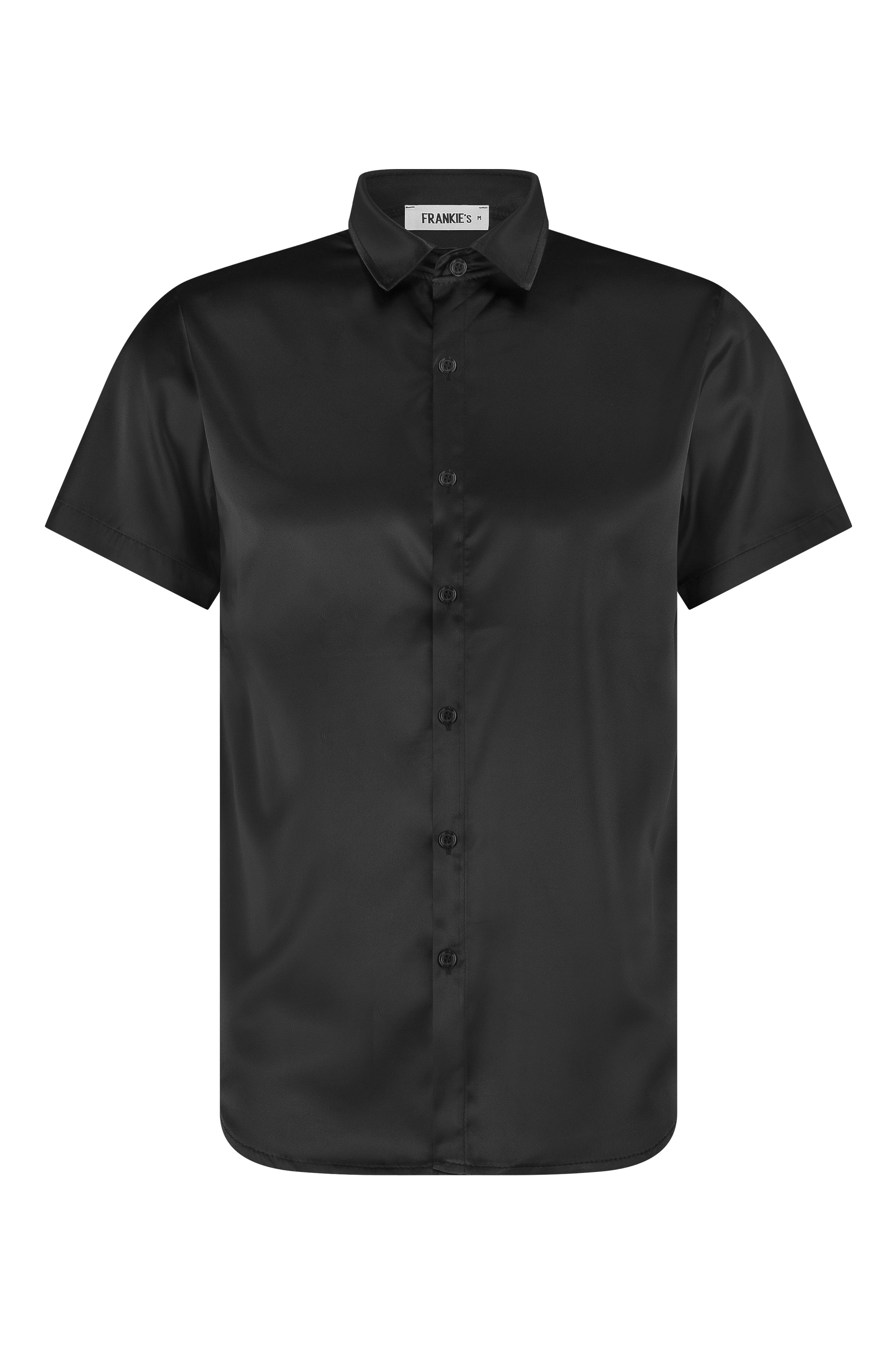 Satin super stretch shirt short sleeve black - Frankie's