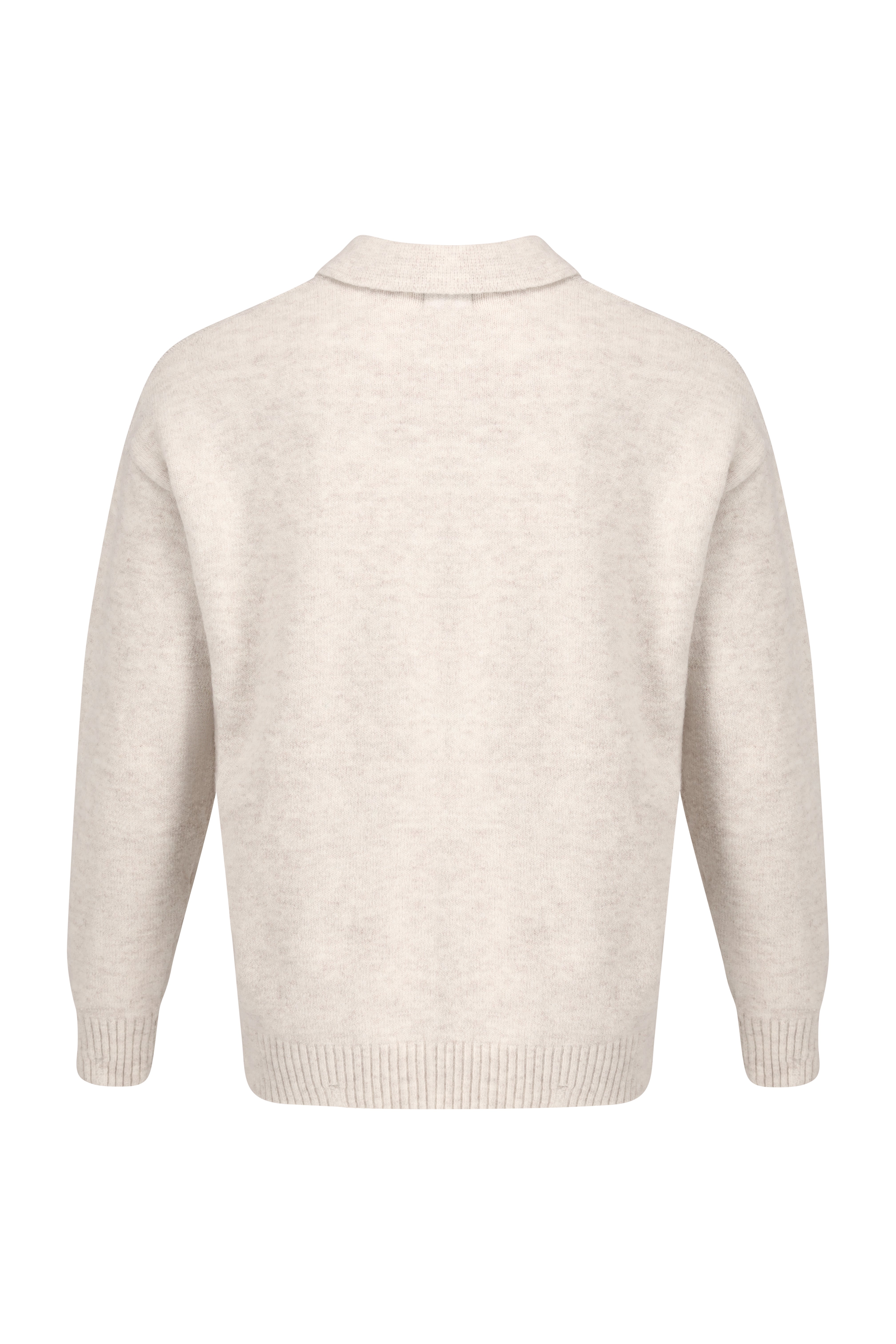 Polo Knitwear, Plain with Tape Detail - Beige